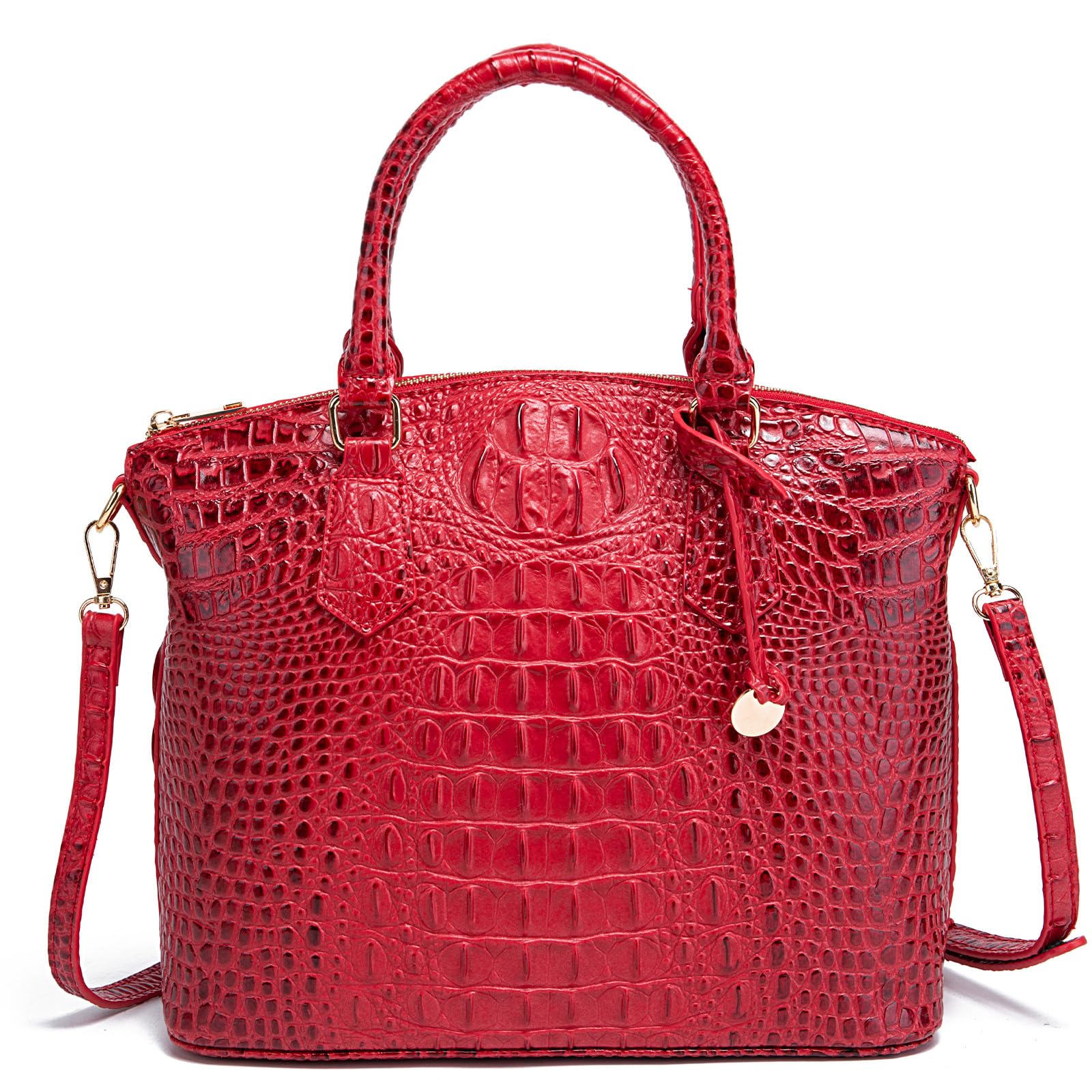 Makcr Joacbv Crocodile Handbag for Women, Satchel Purse with Shoulder Strap | Embossed vegan leather tote with a bold crocodile-pattern texture, rich color depth, dual top handles, and a roomy interior.