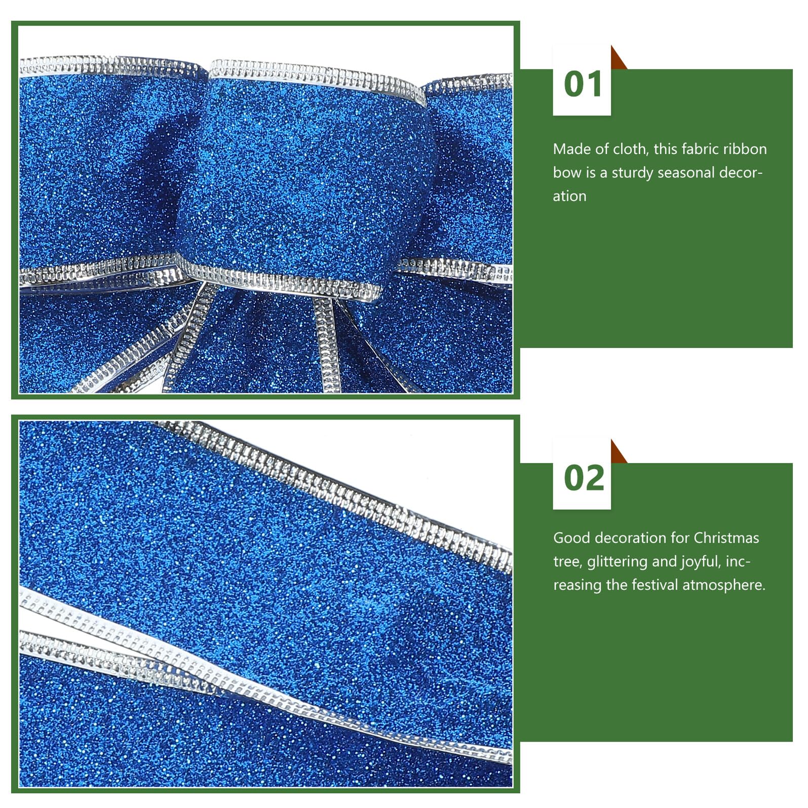 Ipetboom 5 Piezas Lazo Navideño Brillante de Poliéster Cinta de Obsequio para Árbol de Navidad Lazos de Cinta Navideña Nudo para Decoración de Ventana y Puerta