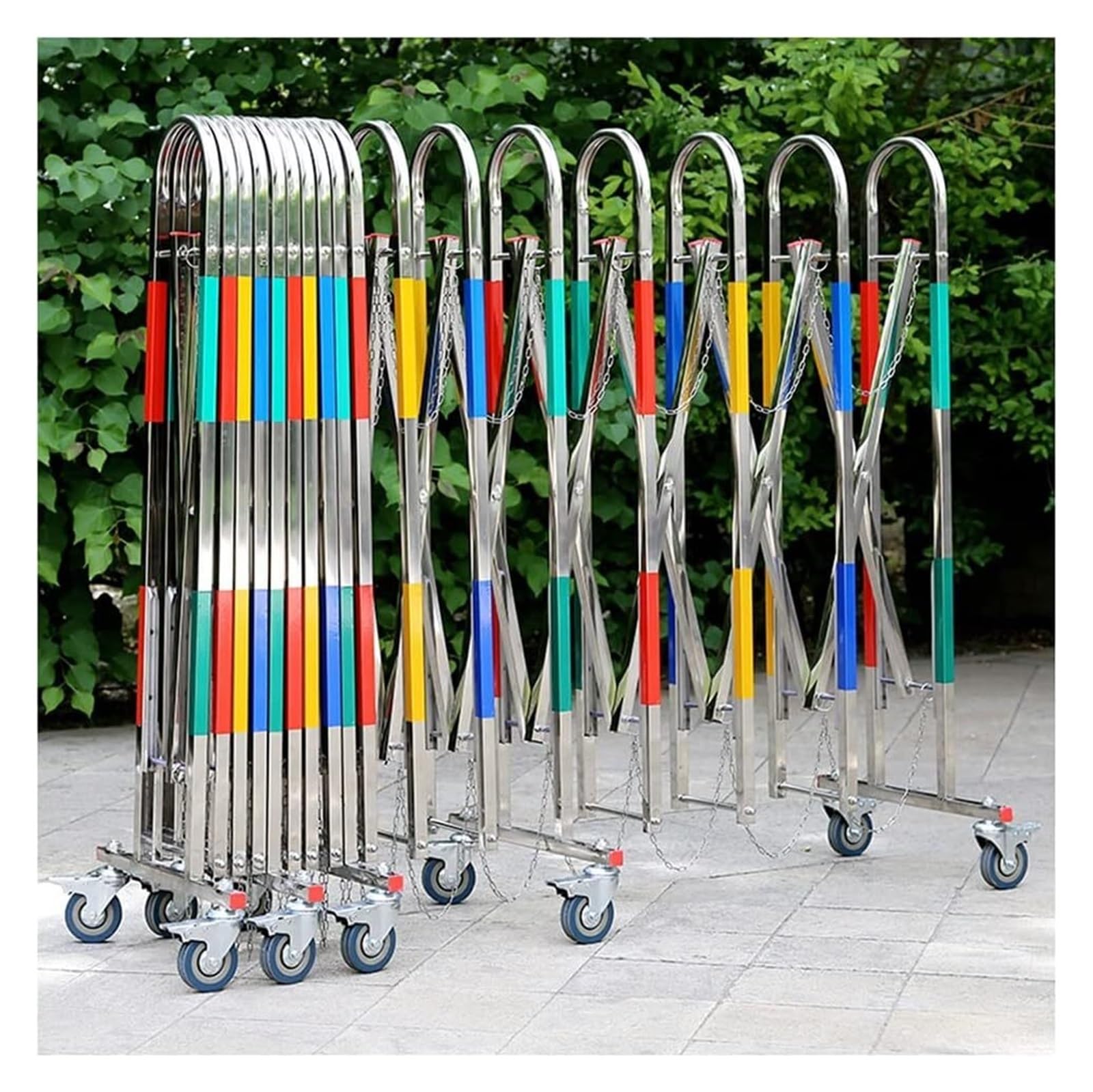 HCZKIUJY Expandable Barricade,Mobile Barrier Gate, Mobile Safety Barrier Gate - Expandable Stainless Steel Barricade Retractable Traffic Fence (Multicolor 1.5x5m)