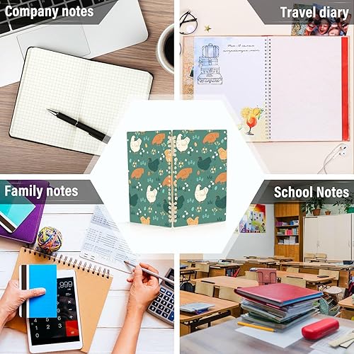 Miniatura 7 de Cute Chickens Floral Farm Animals Cuaderno A5 en espiral, 60 hojas de papel rayado universitario, tapa dura duradera, 8.3 x 5.7 pulgadas