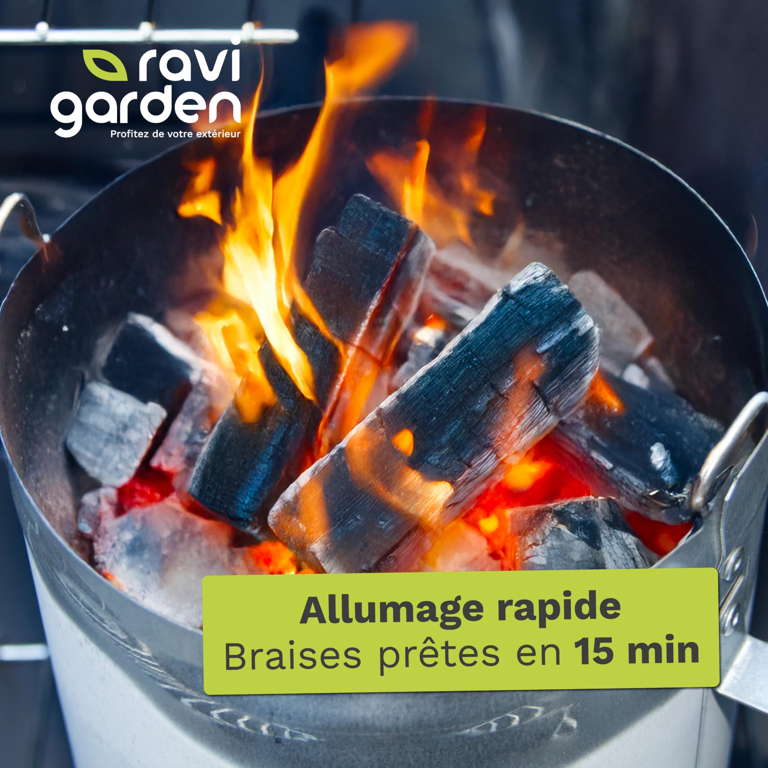 Cheminée Barbecue en Acier Galvanisé | Allume Barbecue Rapide & Efficace | Accessoire BBQ Charbon