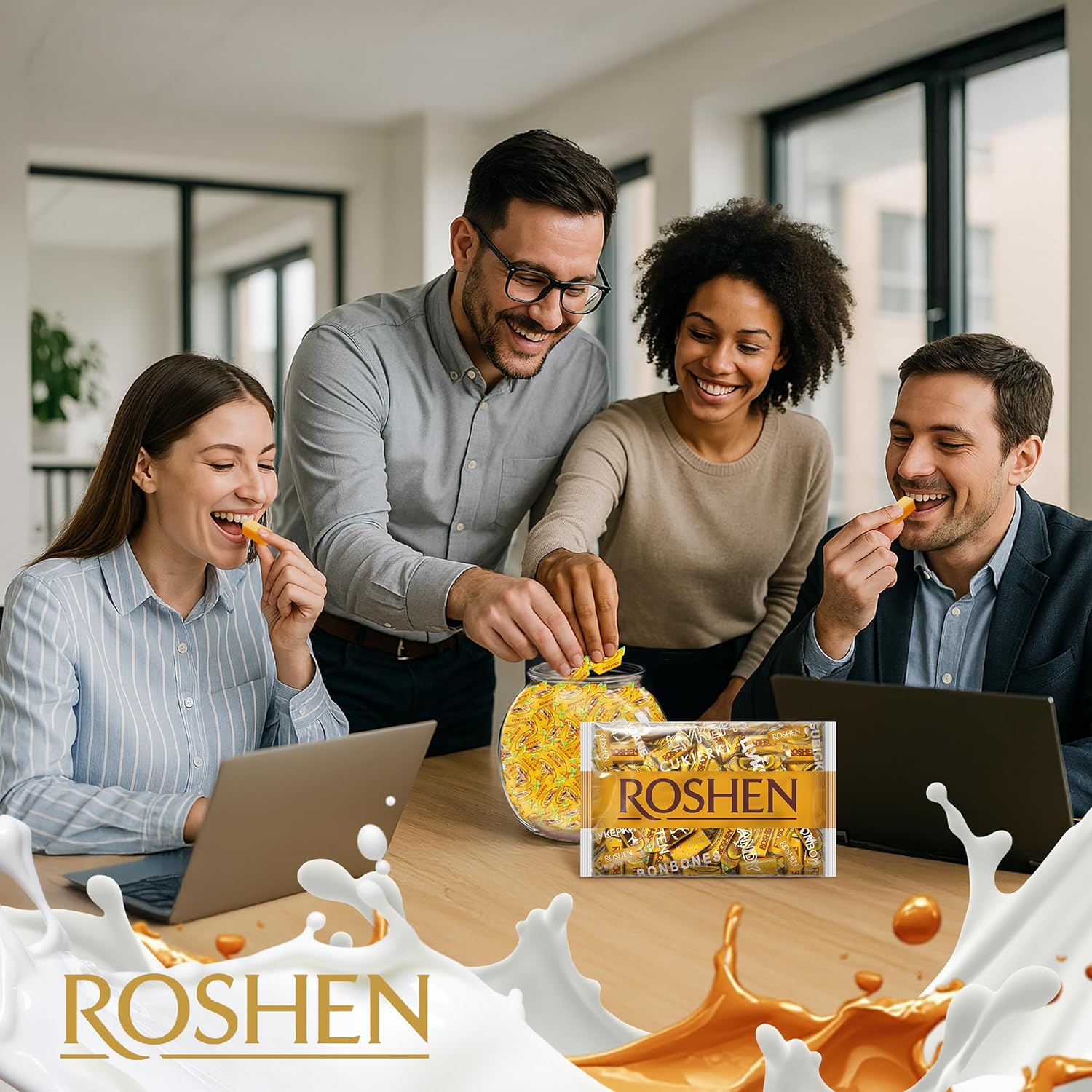 Roshen Korivka Milk Fudge Candy, 2.2 Lb (1kg) Ukrainian Non-Glazed Dairy Fudge with Sugary Crust & Creamy Liquid Filling, Individually Wrapped, Kosher, Halal (Pack of 2)