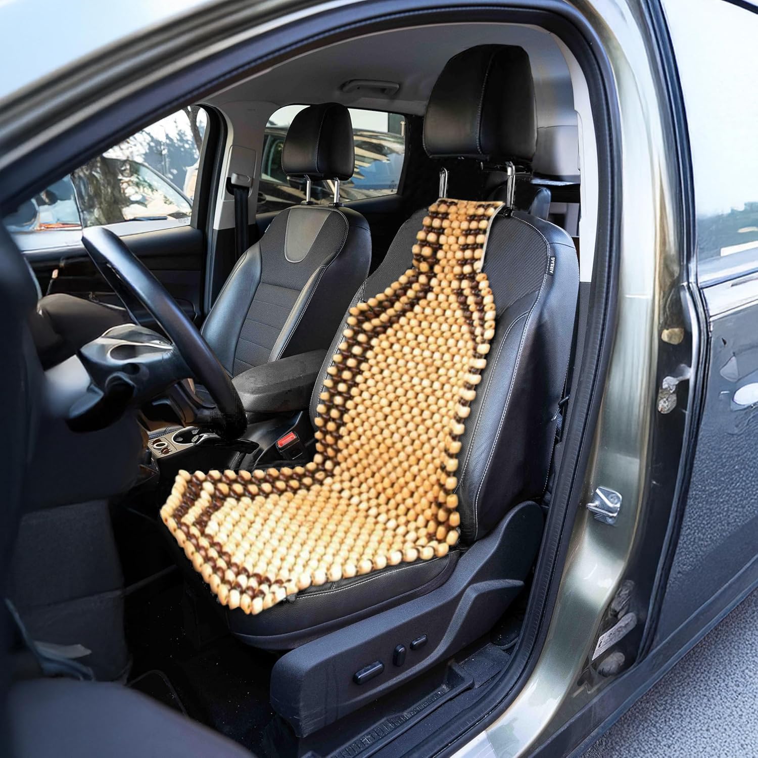 ZONETECH Set di 2 cuscini massaggianti per sedile auto, di alta qualità, a doppio filo, con perline in legno, ultra confortevoli, massaggianti
