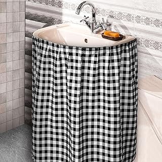 Fabric Sink Skirt Diamond Bathroom Stitch Self Stick Adhesive Waterproof...