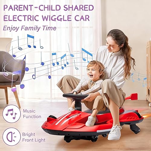 Miniatura 2 de Coche eléctrico de 12 V con pedal para niños, auto oscilante 2 en 1 recargable, juguetes con respaldo, antivuelco, aerosol, luz intermitente,