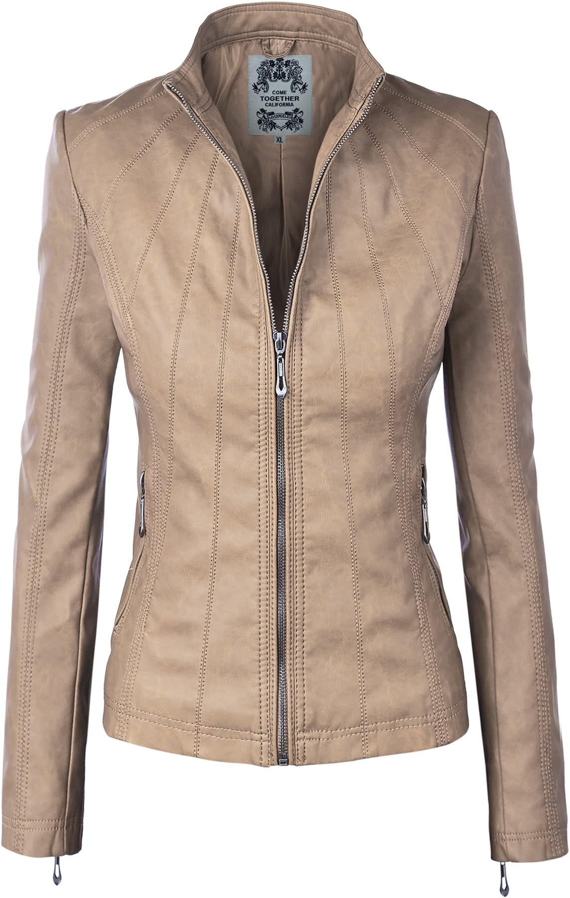 CTC Womens Dressy Vegan Leather Biker Jacket