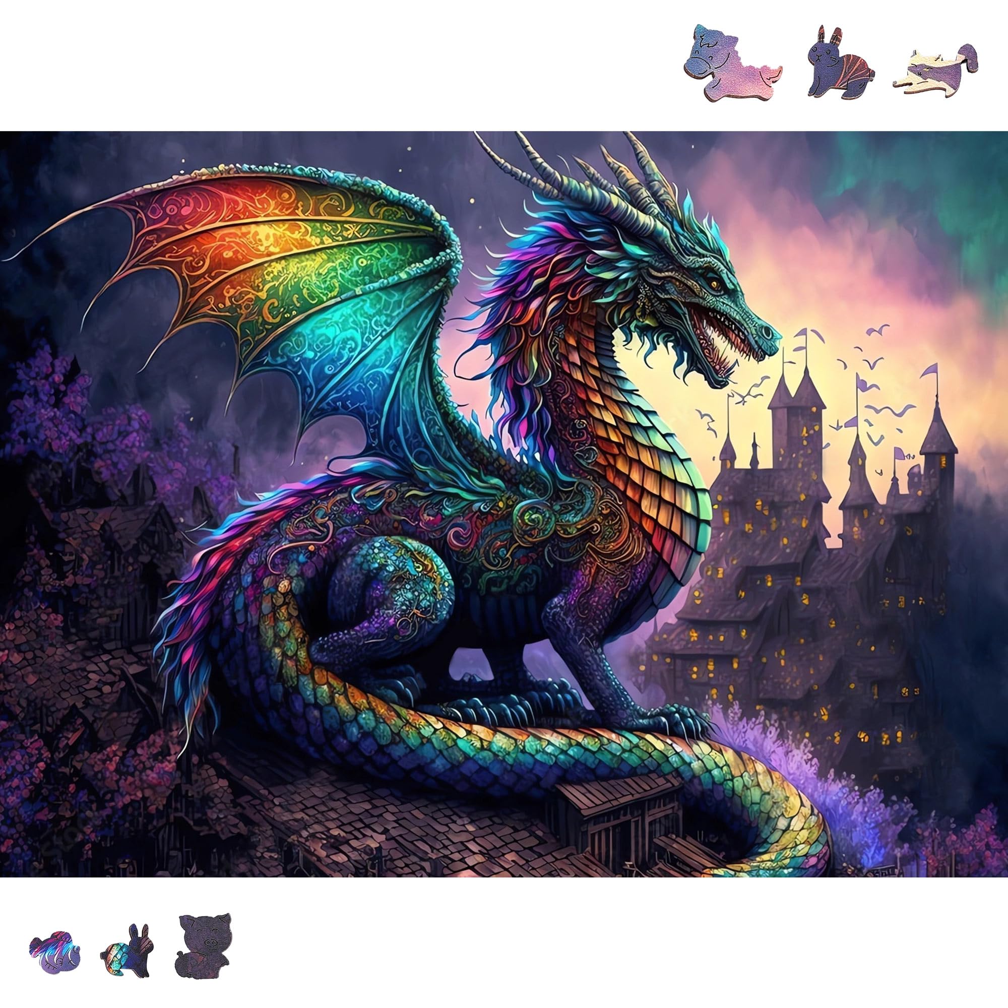 Wooden Jigsaw Puzzle - 117 Piece Dinosaur Theme Puzzle for Adults & Kids, 12x8.5 Inch Nature-Themed Unique Animal Shape, Gifts for Puzzle Lovers, Family