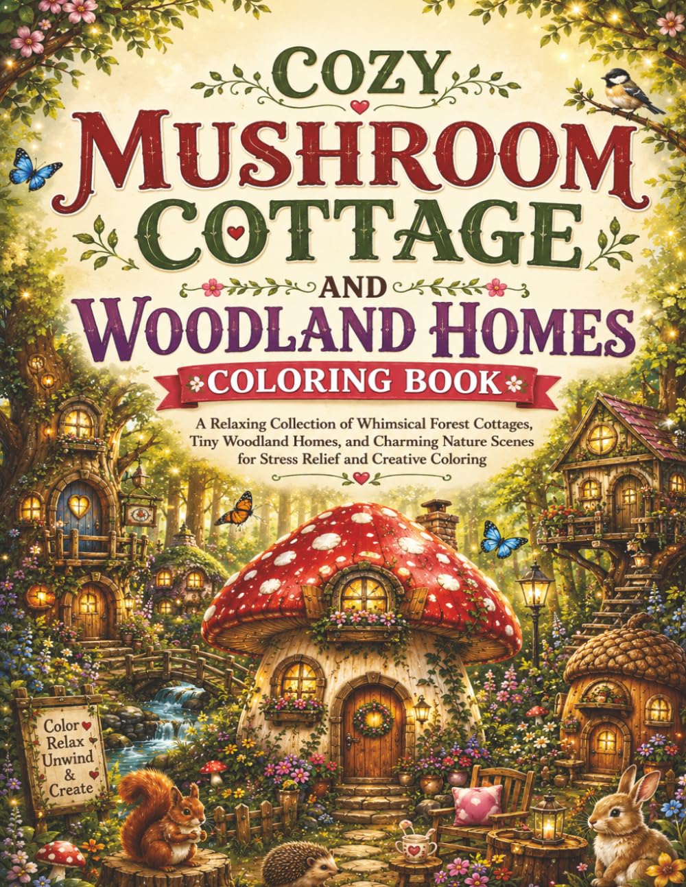 Cozy Mushroom Cottage and Woodland Homes Coloring Book: 30 Relaxing Cottagecore Scenes Featuring Enchanted Mushroom Houses, Woodland Cabins, Forest ... Whimsical Nature Escapes for Adults and Teens