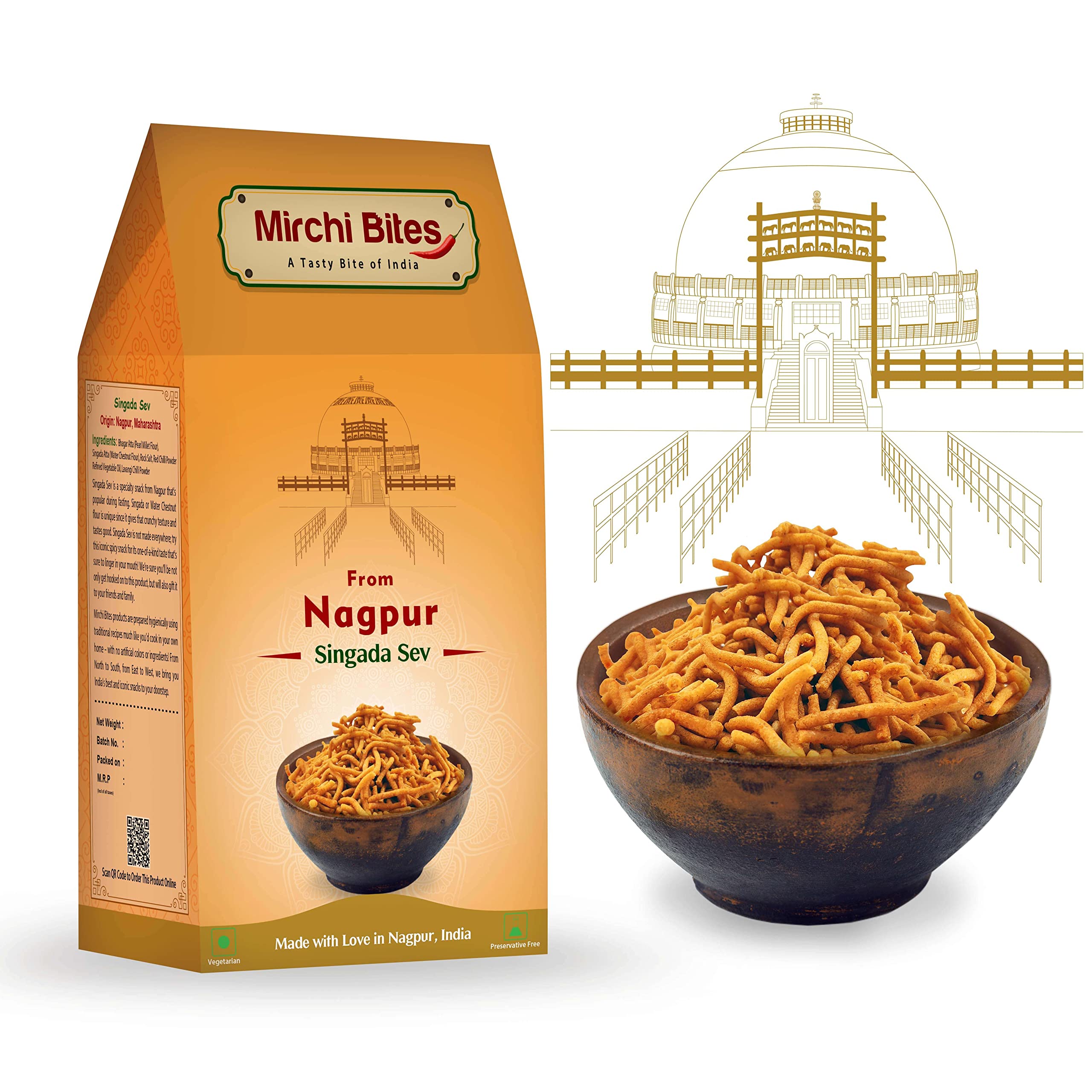 Mirchi Bites Nagpur Singada Sev | Spicy Indian Snack | 250 G (B0BPHQN41F) Amazon Price History, Amazon Price Tracker