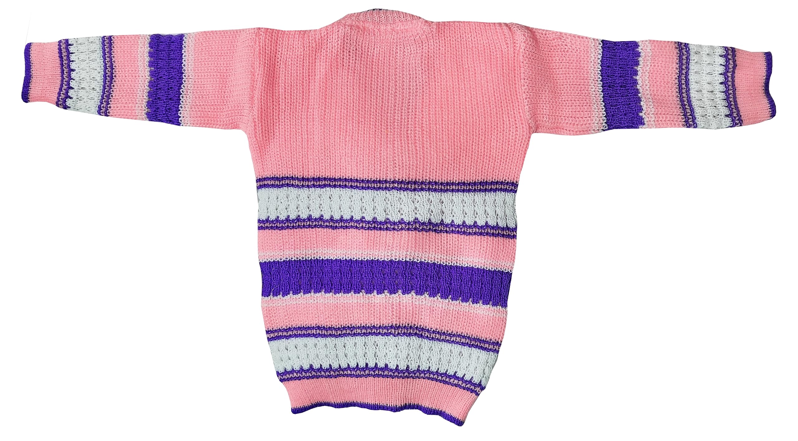 little PANDA Baby Sweater for Baby Boys & Baby Girls Woollen Full Sleeves, V Neck Sweater Top, Bottom, Cap & Booties Set Pink - Image 5 thumbnail
