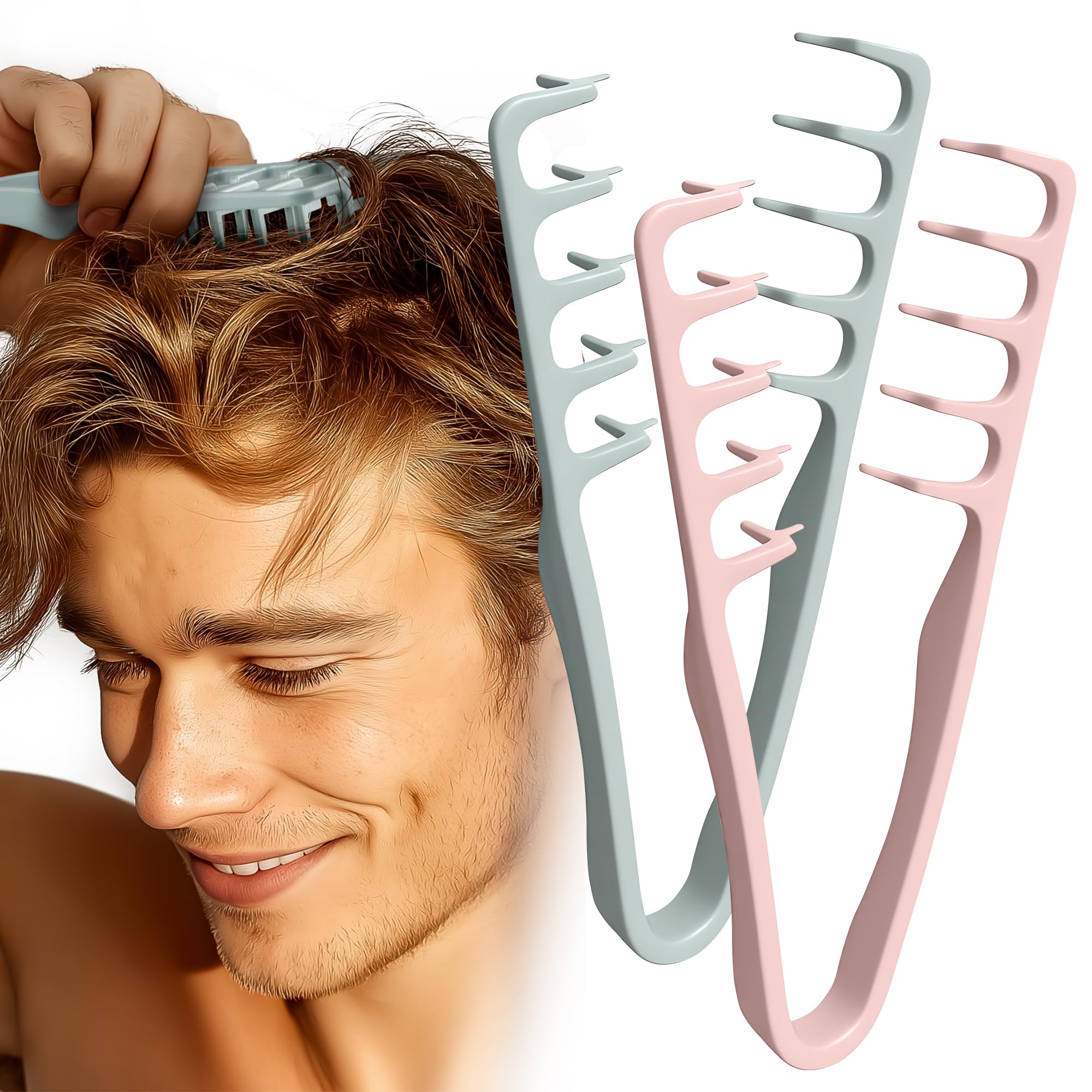 Textur Kamm 2 Stück Styling Kamm Locken Mit Styling Zahnkamm Für Pflege Volumen Für Die Haarwurzeln Mit Ponyansatz Pflegen,Lifting Haarwurzeln Haarbürste für Männer und Frauen