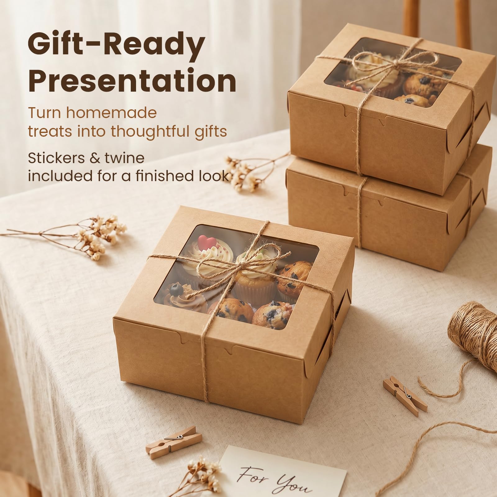 Cupcake Boxes with Window - 50 Pack -6