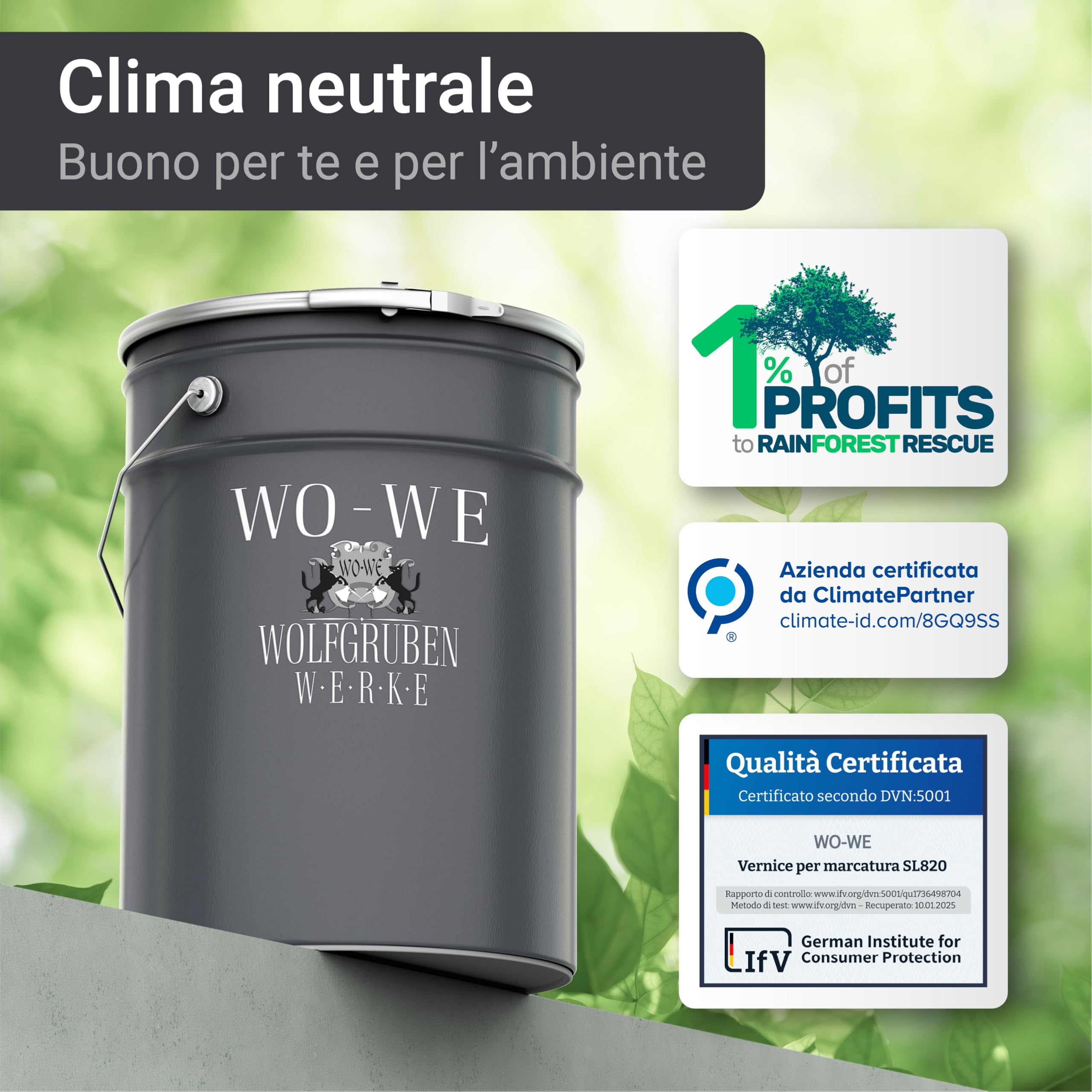 WO-WE Vernice Segnaletica Stradale Pittura Spartitraffico Orizzontale Parcheggio Bianco 5L - SL820