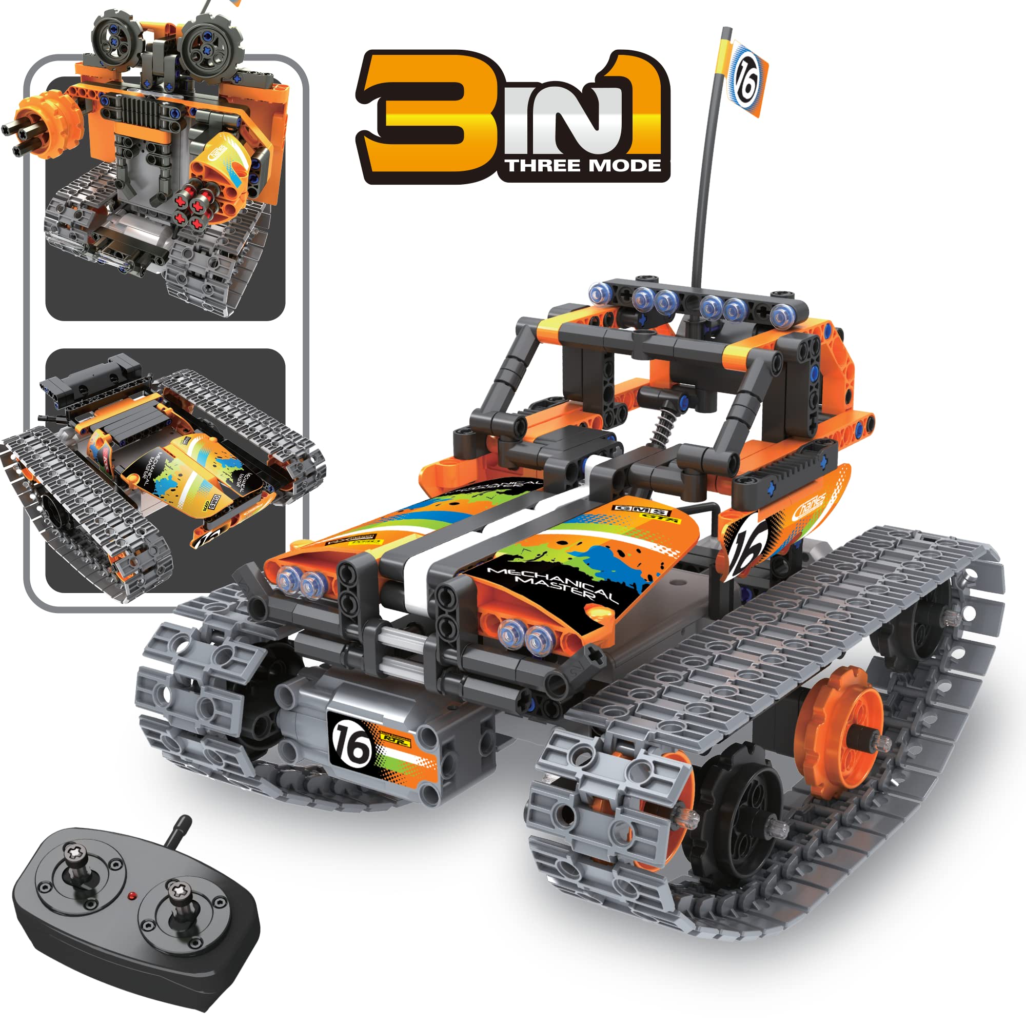3in1 STEM Toys Remote Control Building Kit Tracked Car/Robot/Tank 2