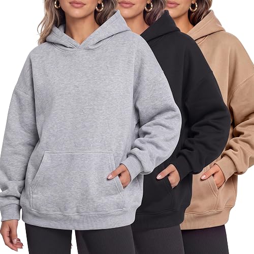3 Pack Women's Fleece Pullover Hoodies Sweatshirt