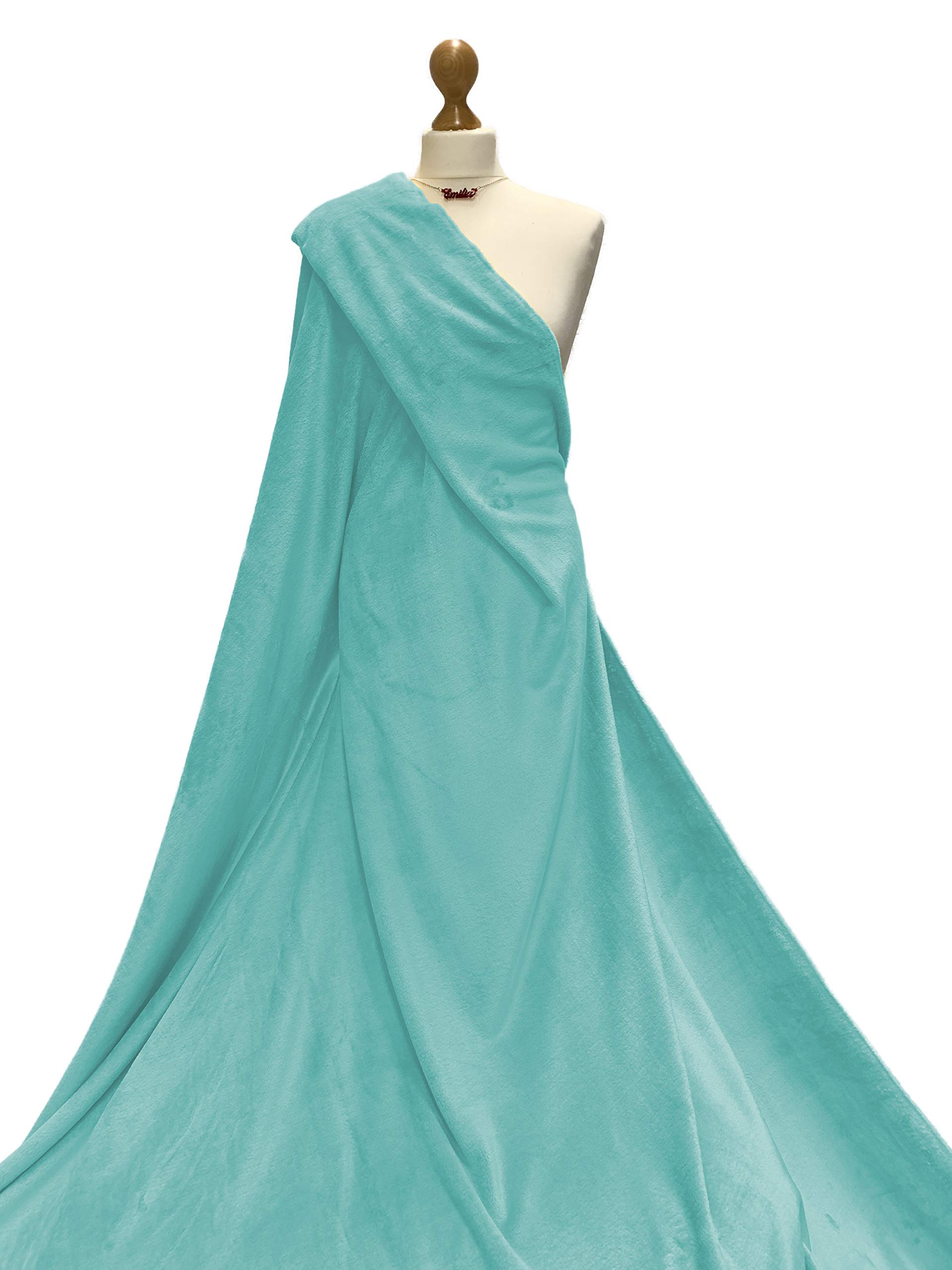 Qualità Premium | Tessuto In Pile Super Morbido | Pile Spazzolato Su Entrambi I Lati | Materiale Per La Produzione Di Abbigliamento Da Salotto | Fabriques (Acqua, 1 Metro - Foto 2