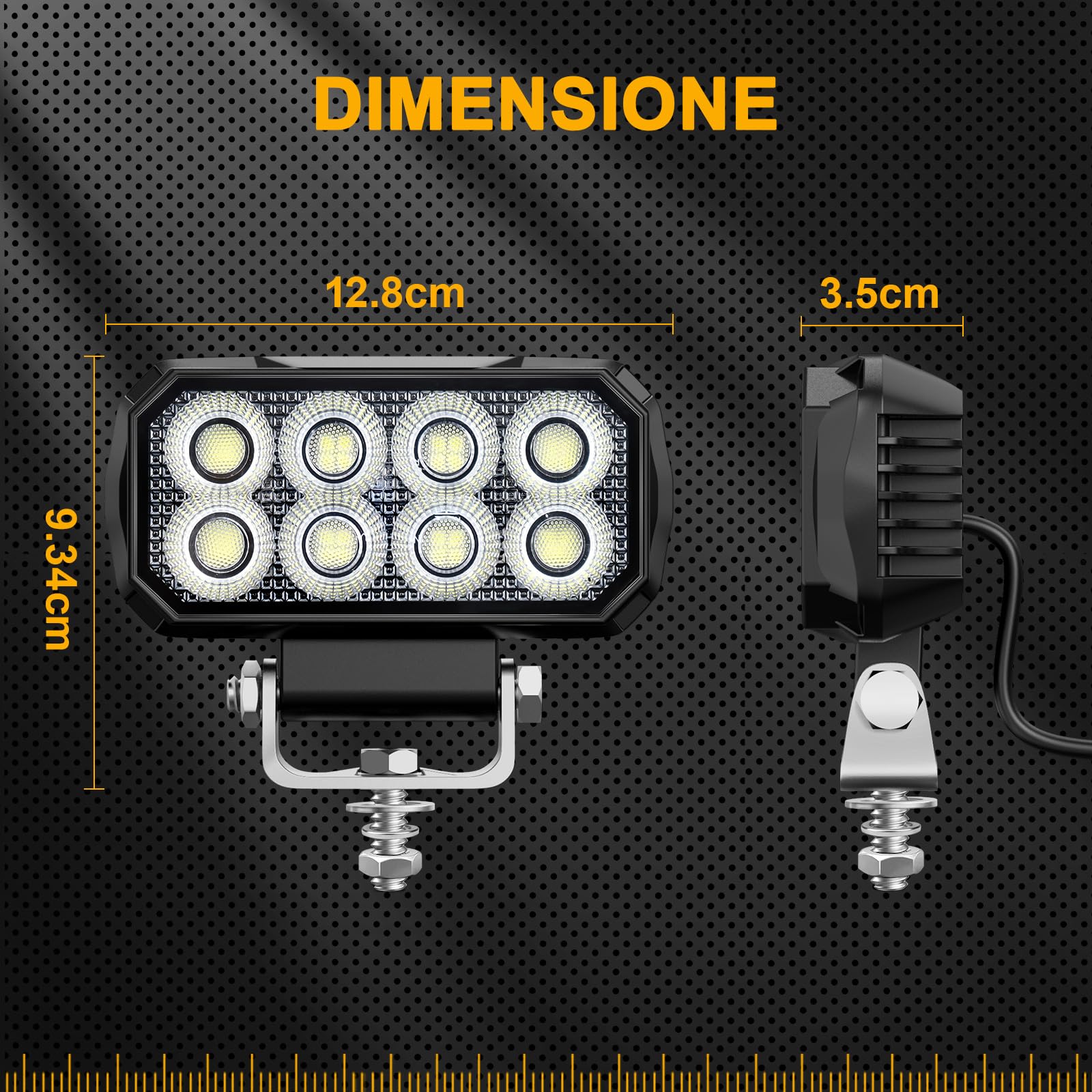 antom 2 pezzi Faro LED 168W 9-60V 18000 lumen IP68 impermeabile Ideale per escavatori, trattori, camion, SUV, motociclette, illuminazione di cantiere e avventure notturne