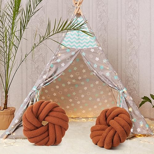 Miniatura 5 de 2 almohadas de nudo de 14 x 14 pulgadas, almohada decorativa para sofá y dormitorio, almohada de felpa con nudo, cojín suave hecho a mano para silla
