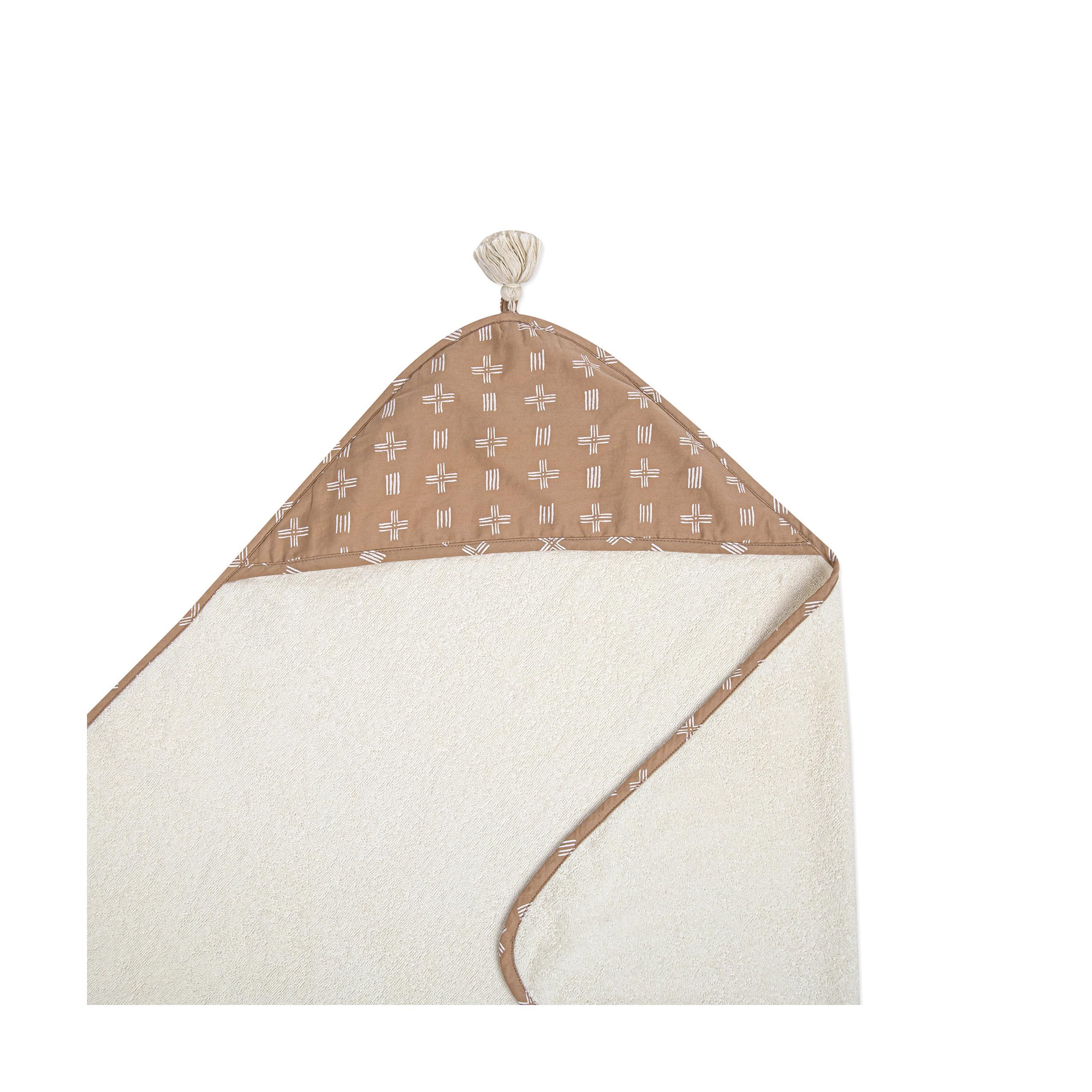 Crane Baby Toalla con Capucha para bebé para niños y niñas, Color Crema y Beige, 76 cm de Ancho x 76 cm de Alto