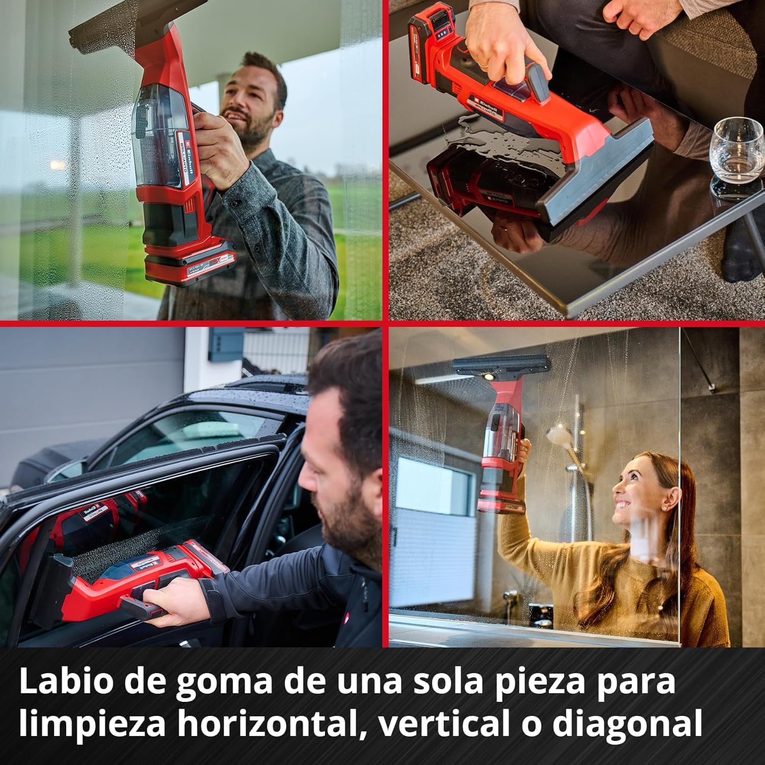 Einhell Limpiacristales con batería BRILLIANTO Power X-Change (18 V, Boquilla de aspiración de 28 cm de Longitud, Limpieza sin Tiras, Incl. pulverizador con paño de microfibras, sin batería)