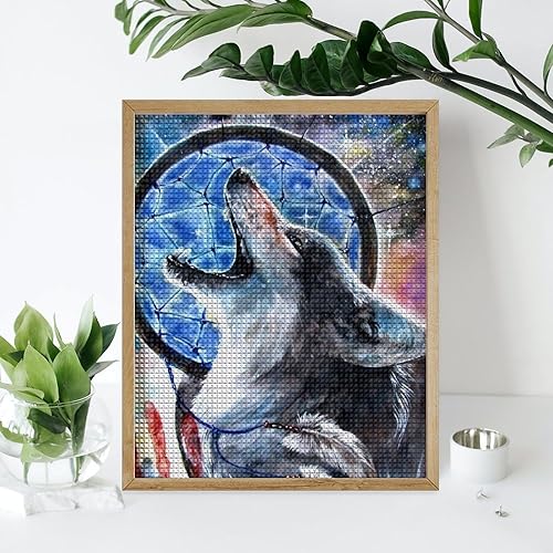 Miniatura 7 de Native American Wolf Diamond Art Painting Kits Full Square Drill DIY Picture Art Crafts for Home Wall Decor