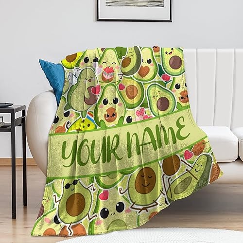 Miniatura 10 de Manta de aguacate para regalo, 50 x 40 pulgadas, bonita manta para niños y niñas, mantas suaves y mullidas verdes para cuna, sofá y viajes