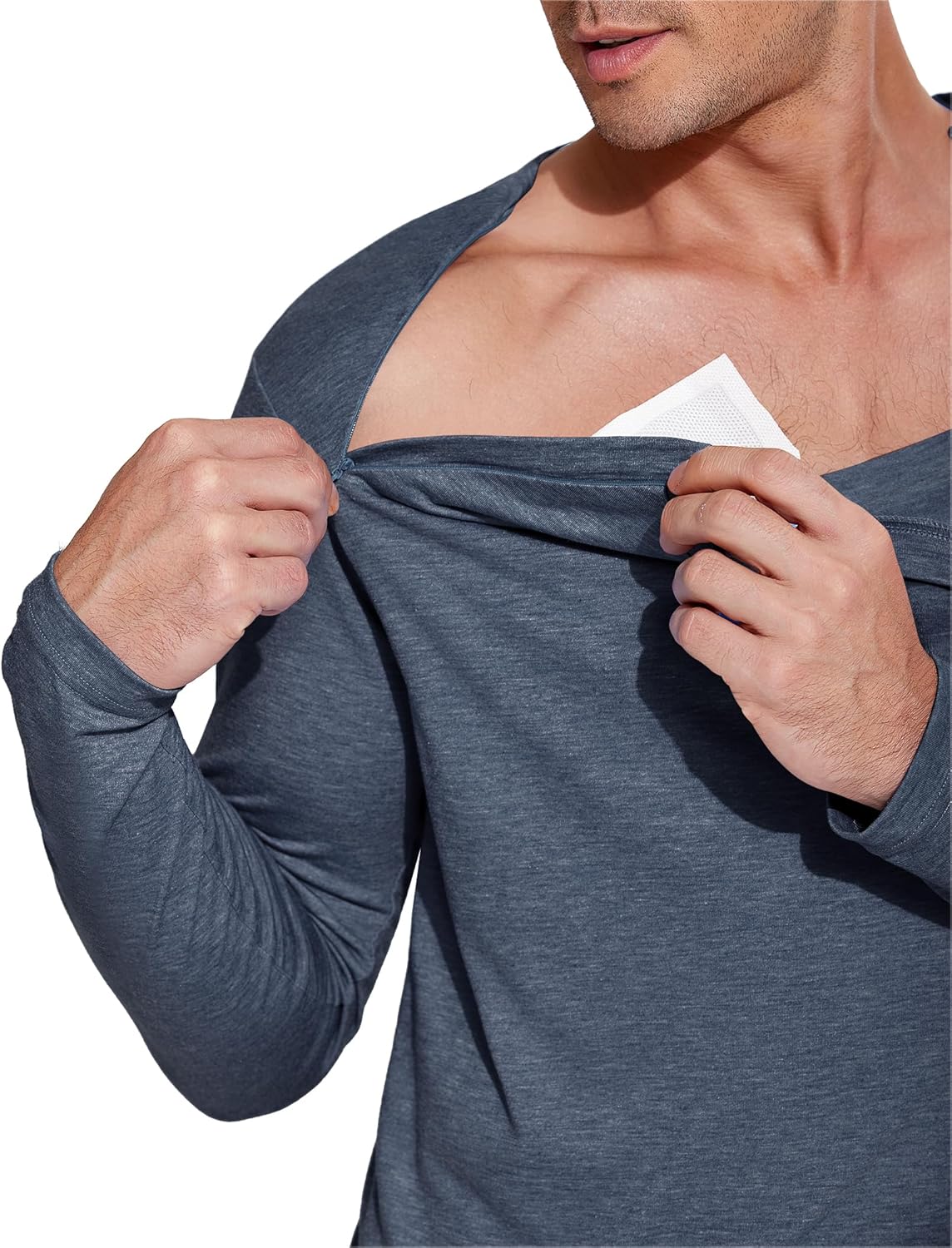 Deyeek Unisex Chemo Shirts for Port Access Chemotherapy Must Haves Long Sleeve Cancer Care Package for Men - Image 2