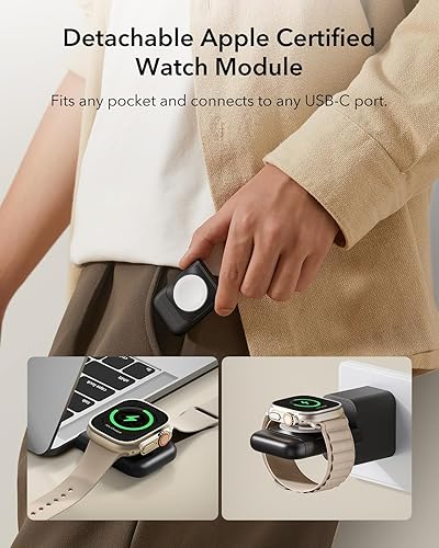 Miniatura 8 de ESR Estación de carga 3 en 1 para Apple, cargador certificado para Apple Watch, soporte de cargador MagSafe de 15 W para iPhone, cargador de viaje