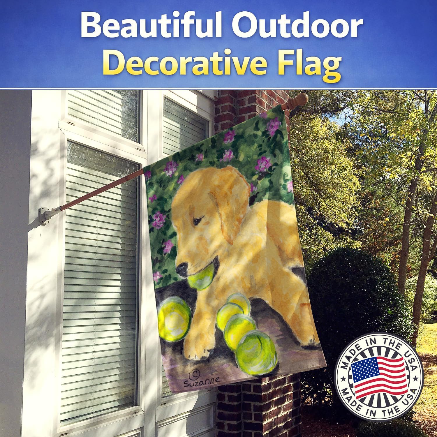 Caroline's Treasures SS8759CHF Golden Retriever Flag Canvas, Large, Multicolor