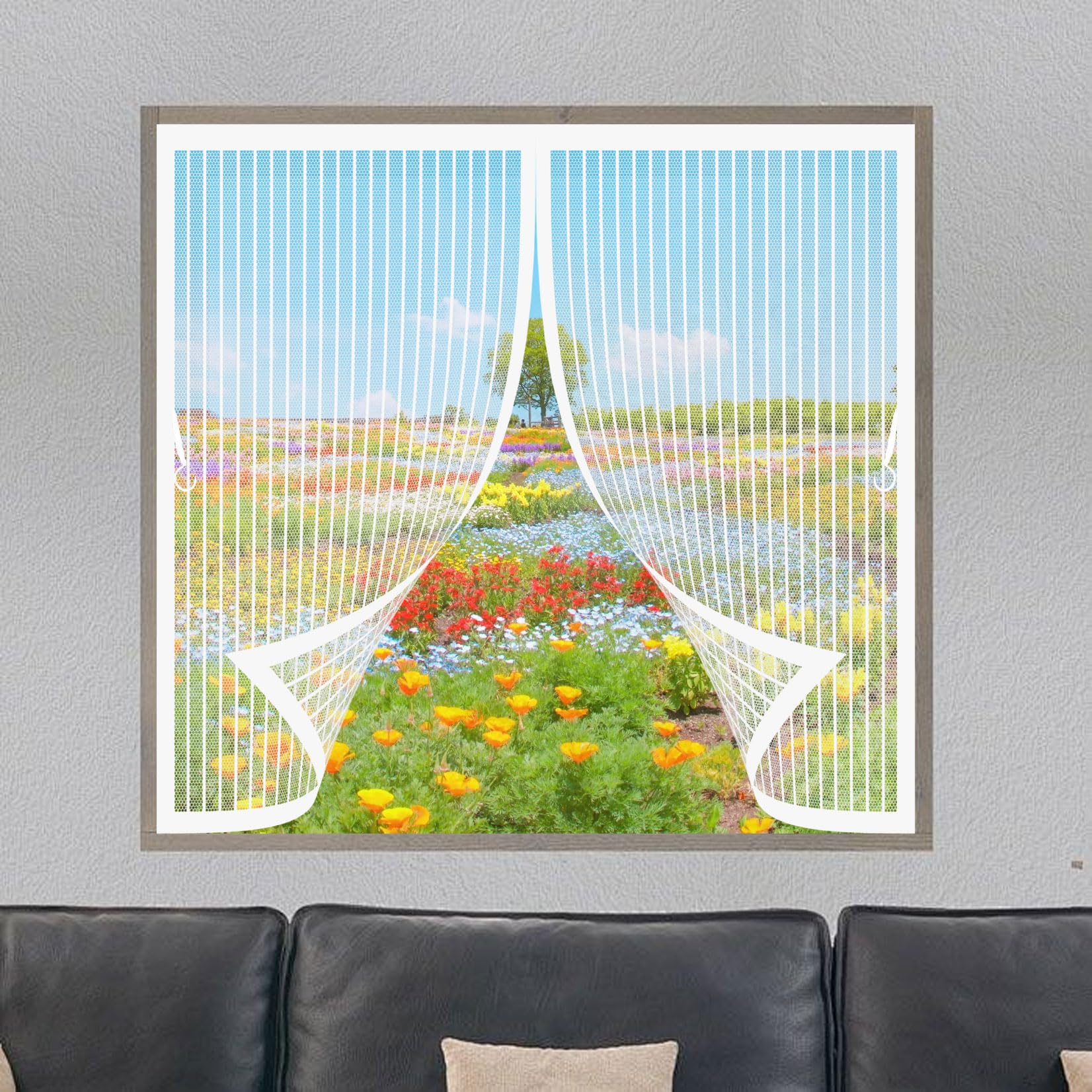 Magnet Fliegengitter Tür 135 x 200 cm Insektenschutz Ohne Bohren mit Selbstklebendes Klettband Fliegengitter Magnet Tur für Wohnzimmer Und Schlafzimmer, Weiß