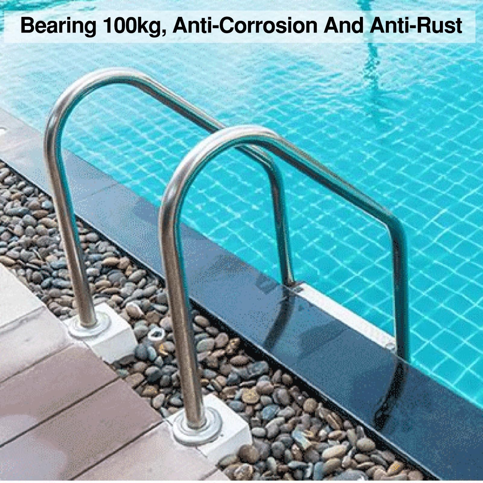Scale mobili per Piscine, gradini in Acciaio Inox, Facili da installare, Adatte a Piscine, stabilimenti balneari e parchi Acquatici (3 gradini)