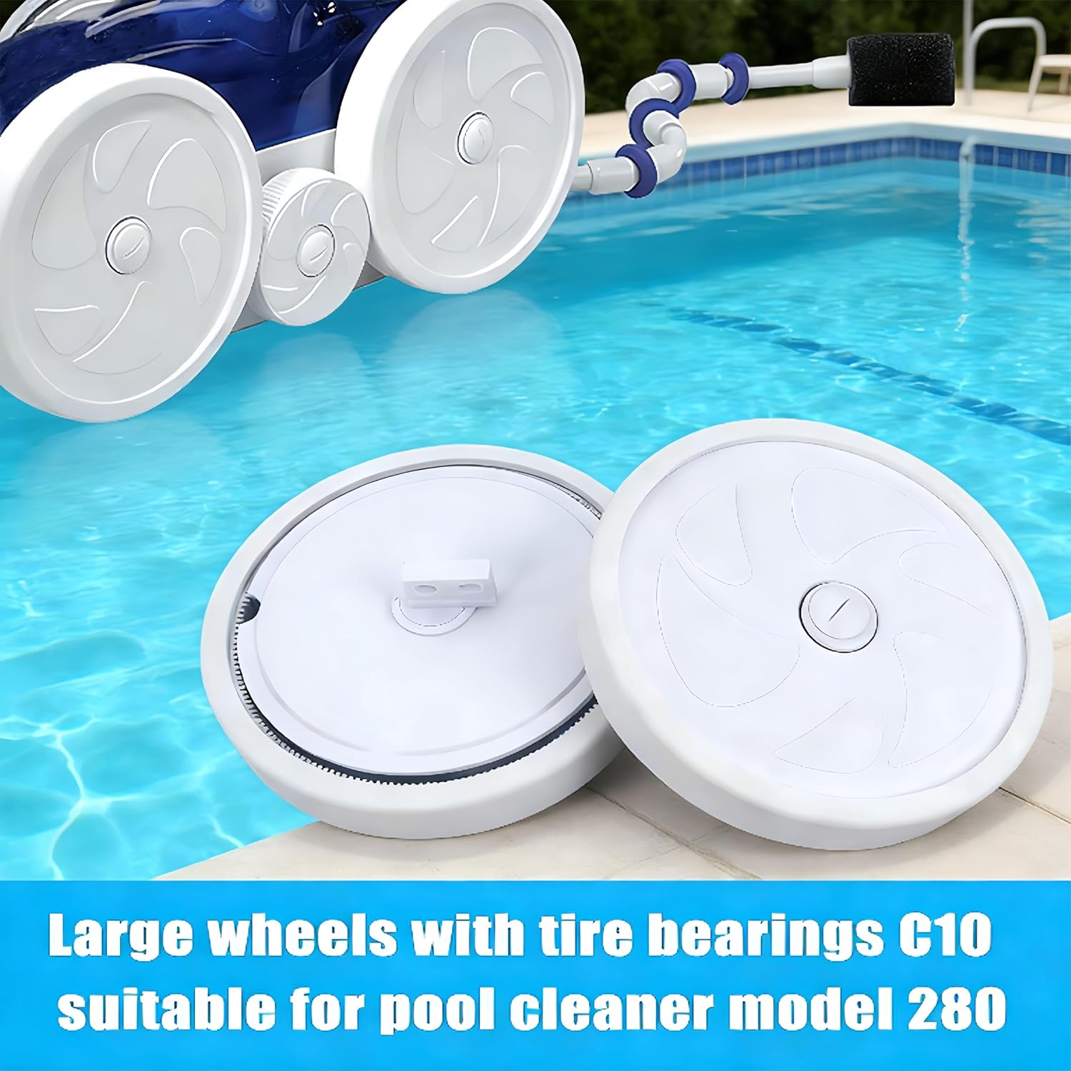 Pool Cleaner tire Wheel C6 Complete Assembly, Full Set of Large Wheel Components for 280 Pool Cleaner (Set of Three)