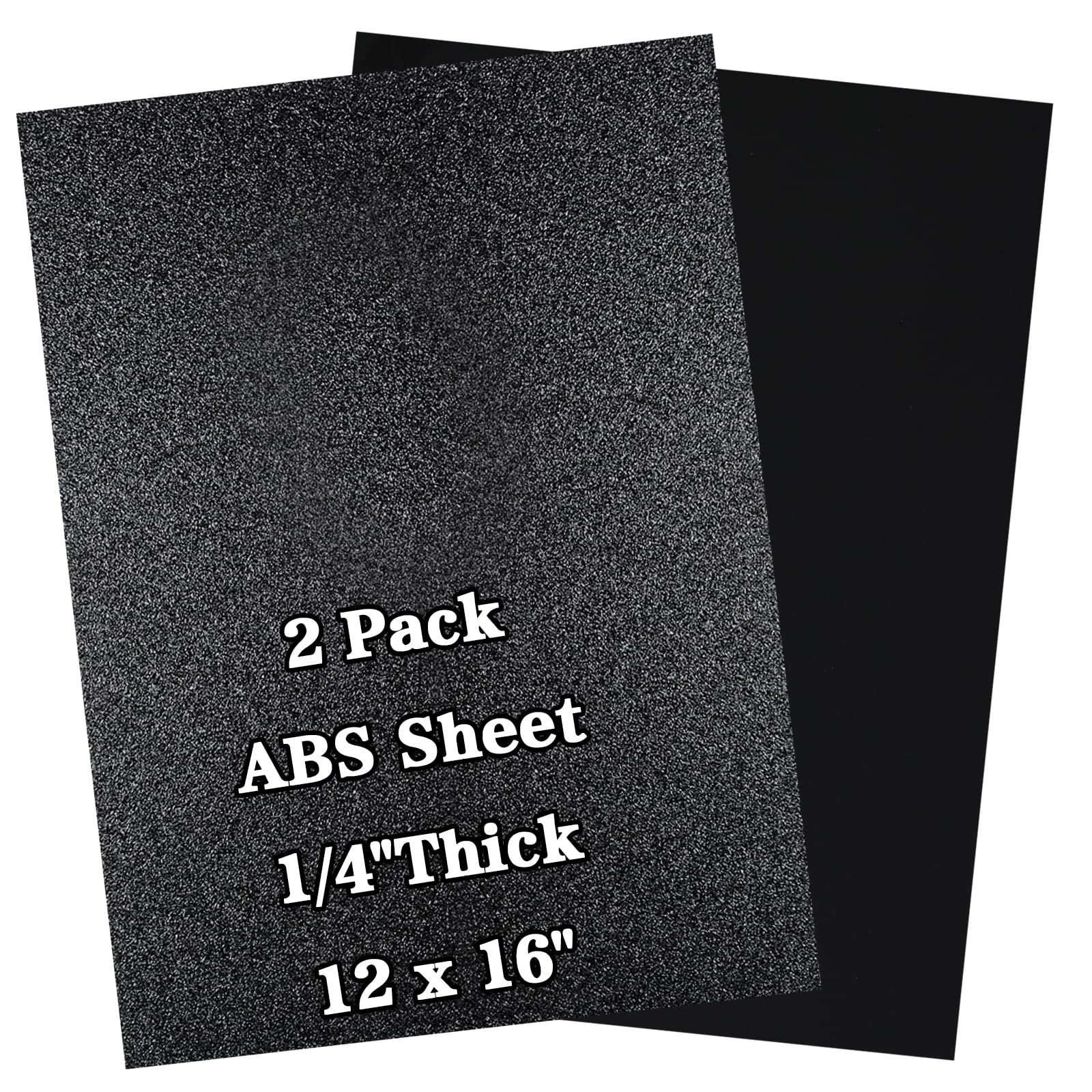 2 Pack ABS Plastic Sheet 12" x 16" x 1/4" Thick (6mm) Black Rigid Moldable Thermoplastic Board for Crafts, DIY Projects, Home Decor - Textured &