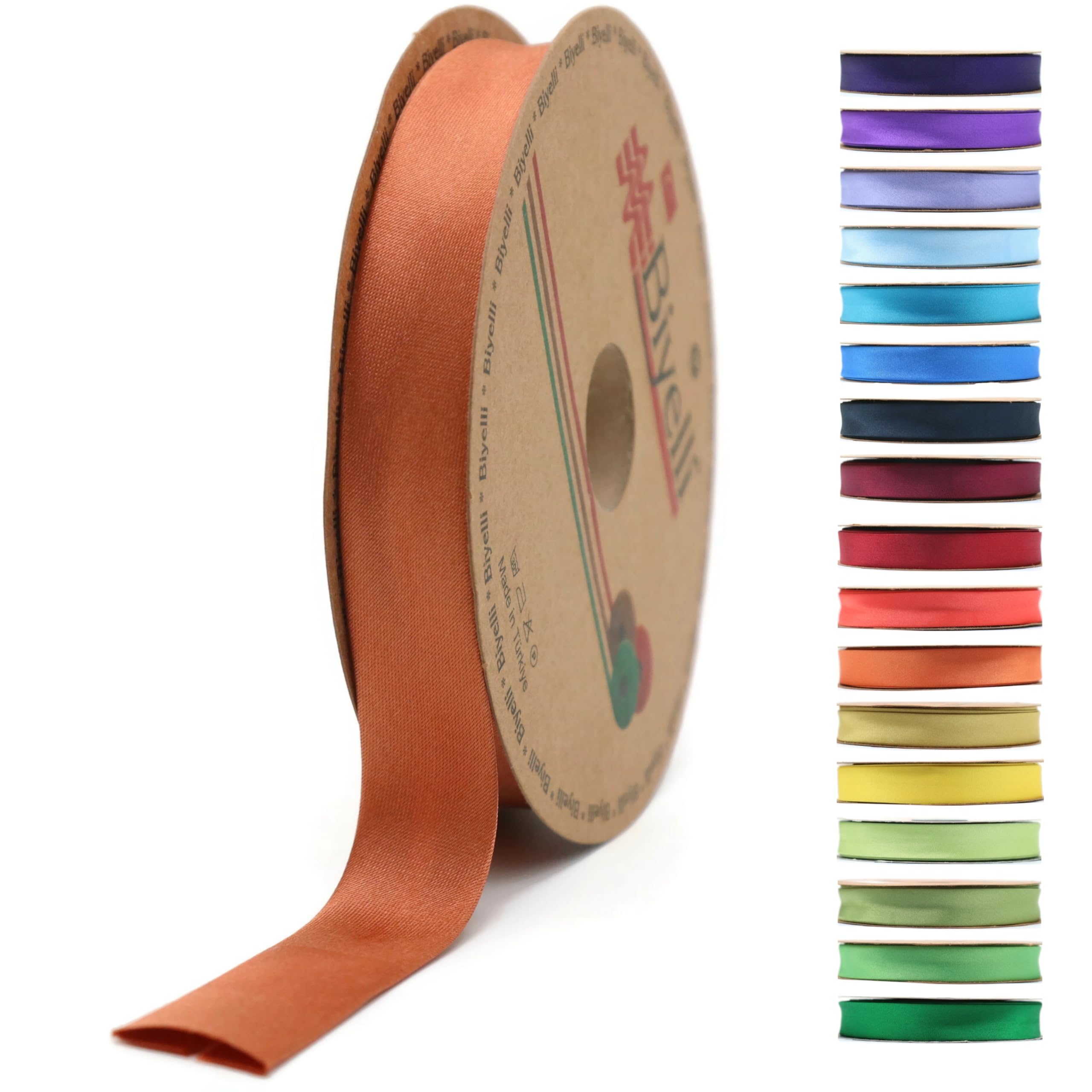 Fold Satin Bias Tape - 99+ Colors - 3/4 Inches Wide - 27 Yards - Fold Satin Binding Bias Ribbon Fabric Piping Bias Binding Tape for Sewing Clothing DIY (72. Warm Tan) BYS72