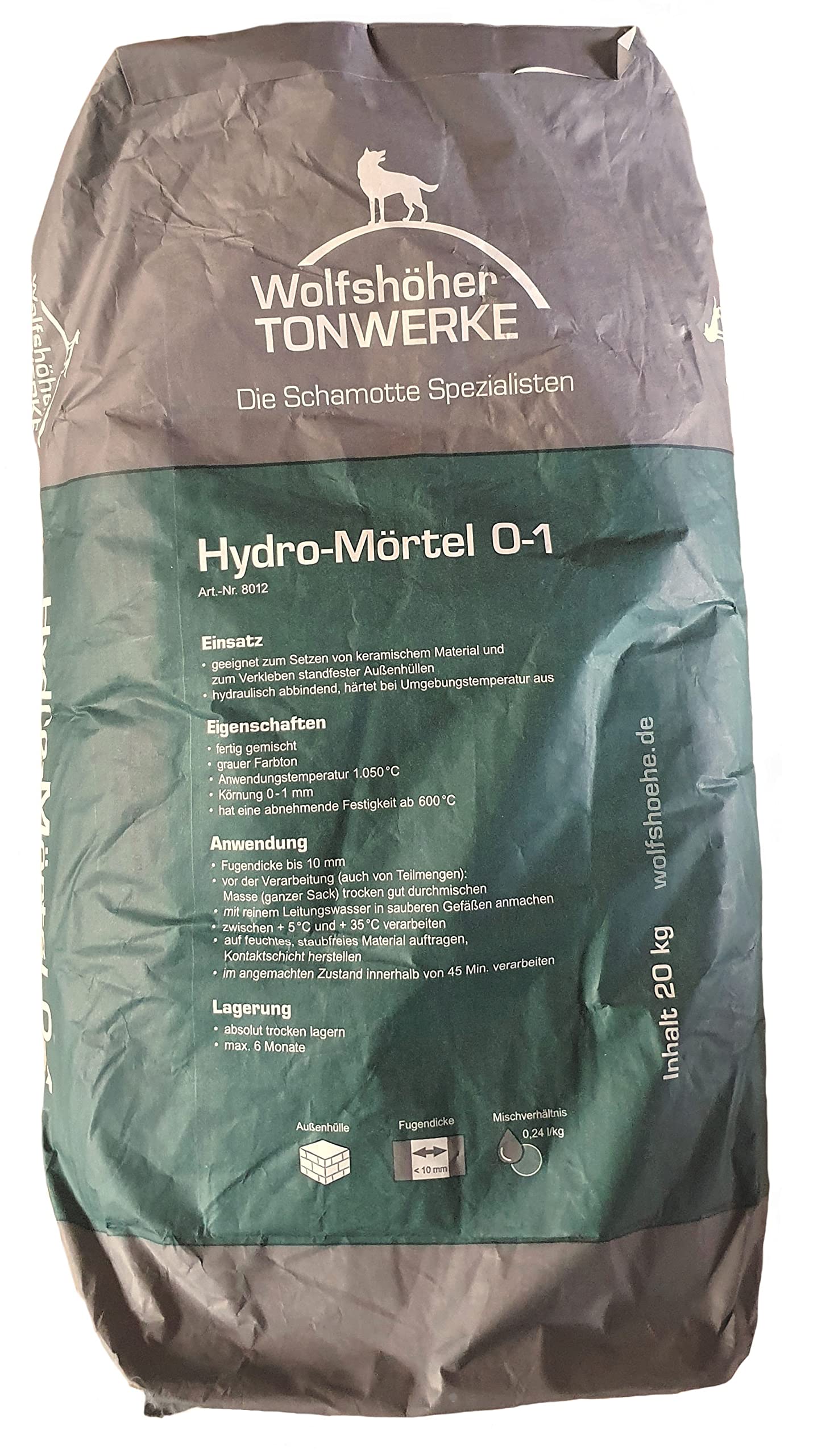 Schamottemörtel Backofenmörtel Schamottmörtel Schamott Ofen Kamin Kachelofen Grundofen hydraulisch Abbindend Wolfshöher Hydro-Mörtel 0 – 1 mm