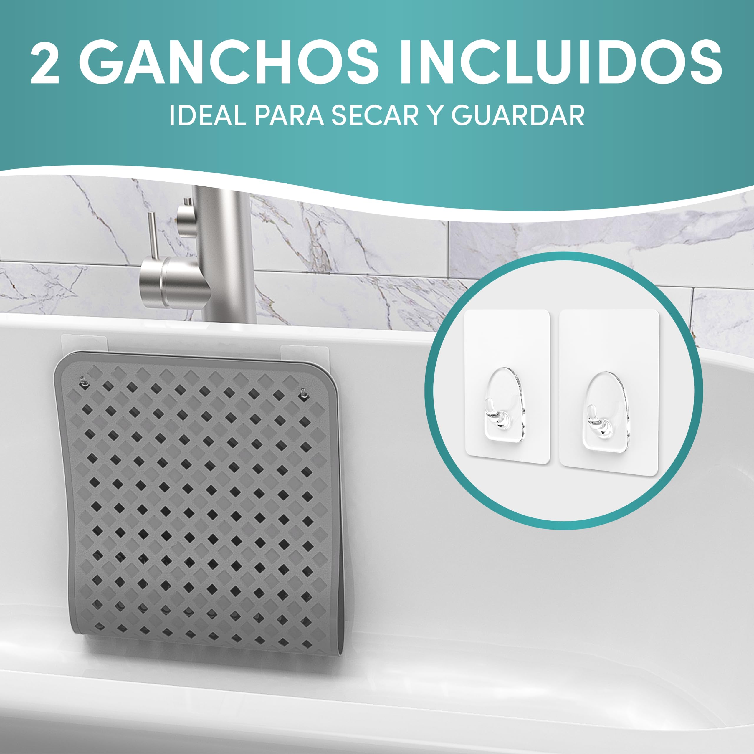 Engelbach® Alfombra bañera Antideslizante 88x40cm - con 2 Ganchos para Secado rápido - Sin BPA, Resistente al Moho y Lavable a máquina - Alfombrilla Universal