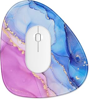 Rimilak Mouse Pad, Irregular Mouse Mat 8.9 x 9.8 Inch , Waterproof Mousepad with Stitched Edges and Non-Slip Base for Laptop Computer Wireless Mouse Women Men Office Gaming, Purple Marble