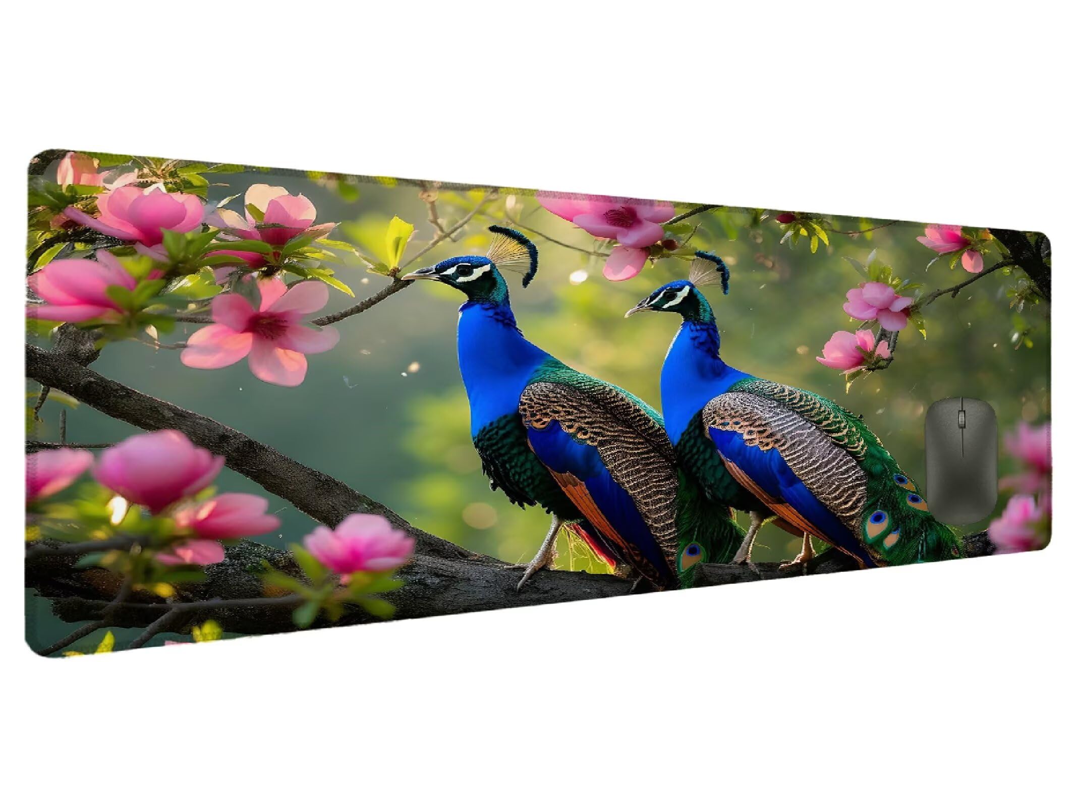 Podkładka pod mysz XXL 1200 x 600 mm paw kwiat podkładka pod mysz, wodoodporna antypoślizgowa gumowa podkładka na biurko, podkładka pod mysz akcesoria ochronne szyte krawędzie nadaje się do gier