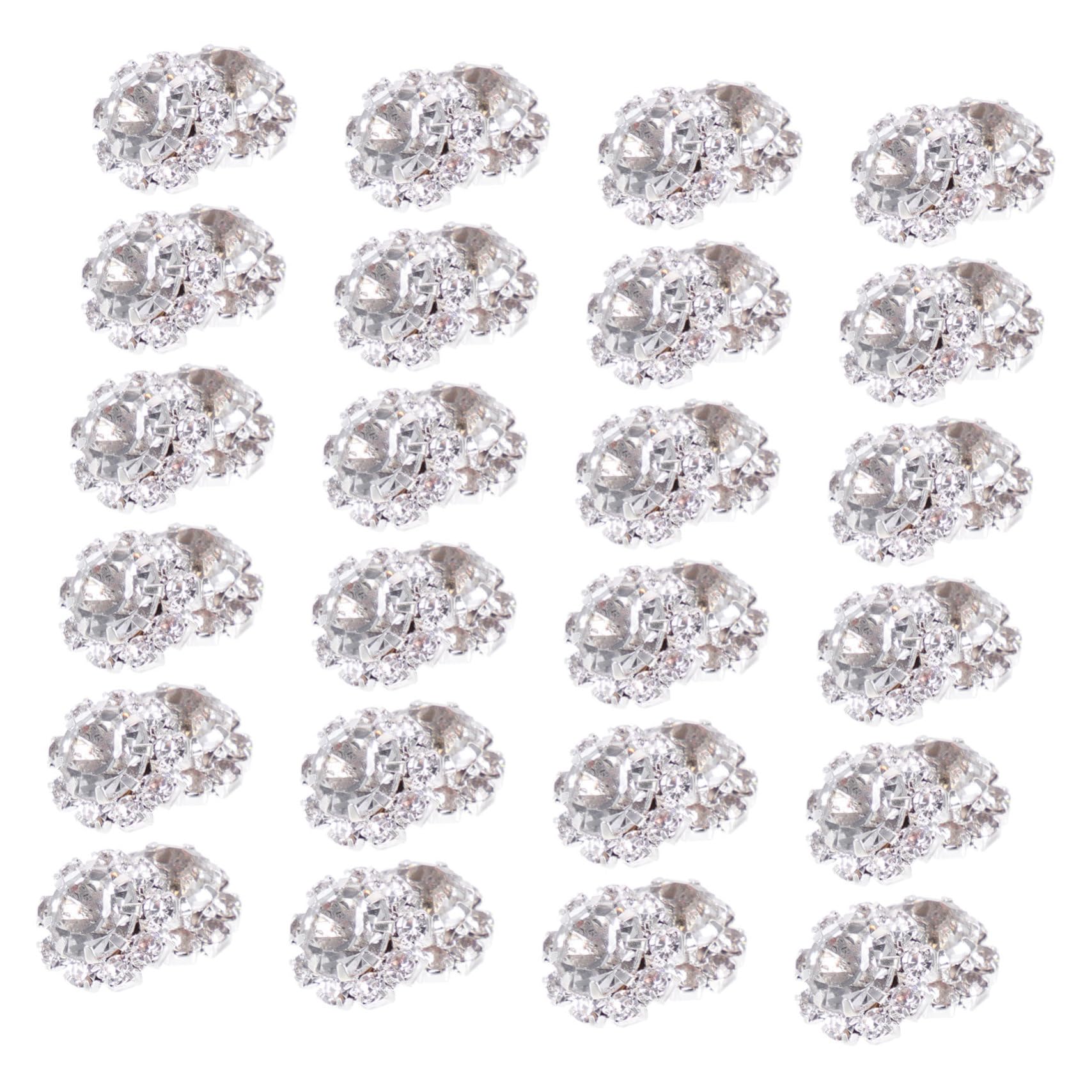 Bottoni Strass da Cucire in Lega, 100 Pezzi Argento