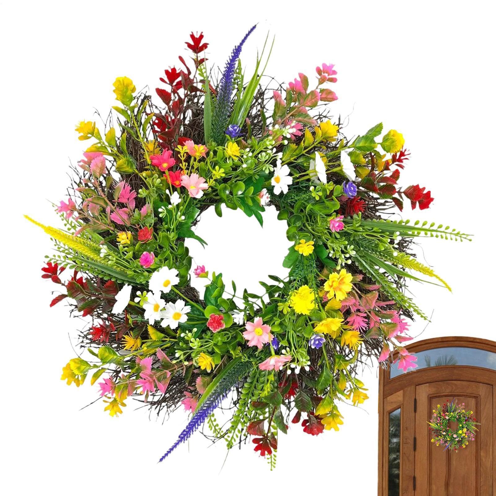 Décoration de porte extérieure artificielle sans entretien fête