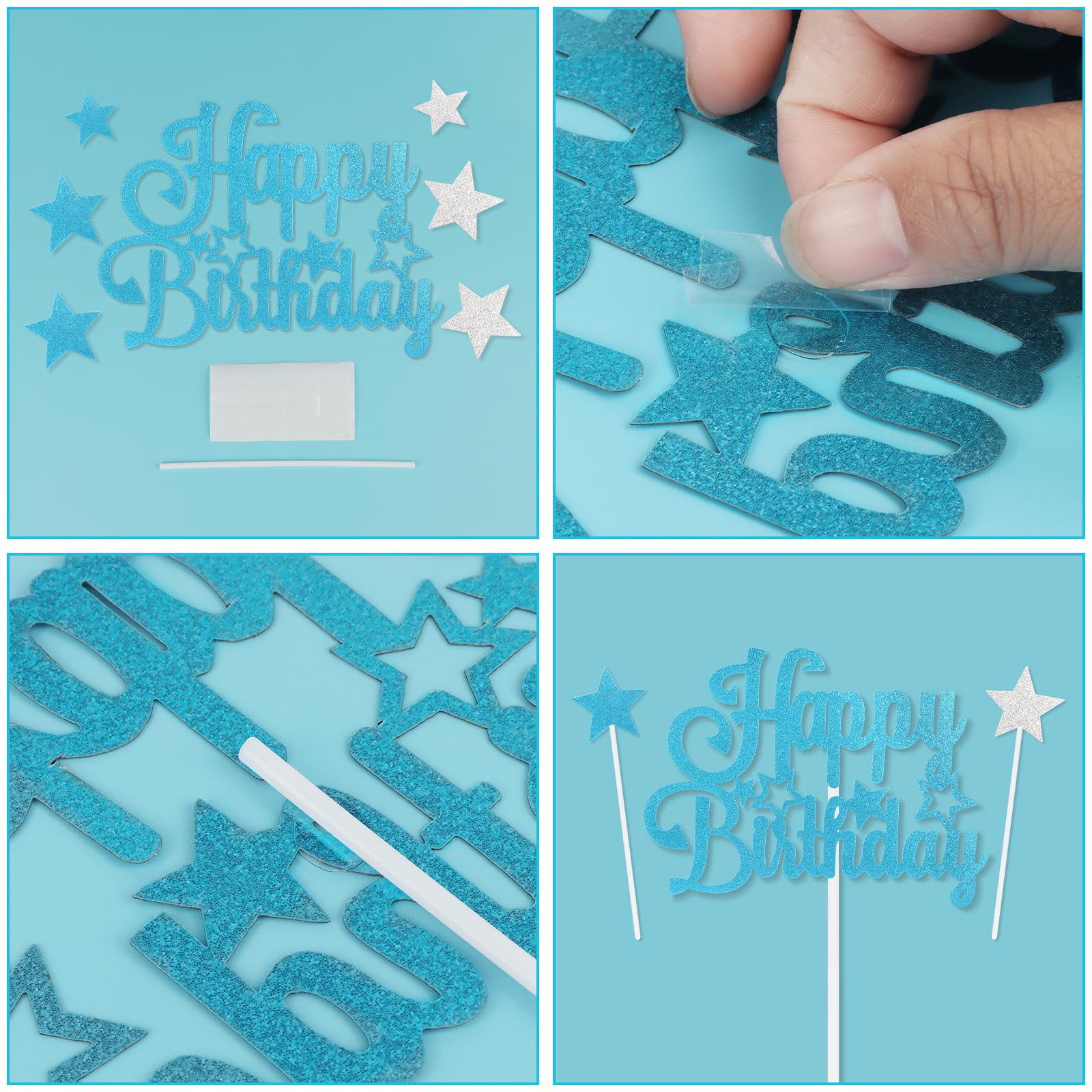 mciskin Blue Birthday Candles Set,Girl Boy 17th Birthday Decorations,Number 17 Candle for Cake,Blue Candles Cake Toppers with Star for Girls Boys Birthday Party Anniversary Decorations - Image 3
