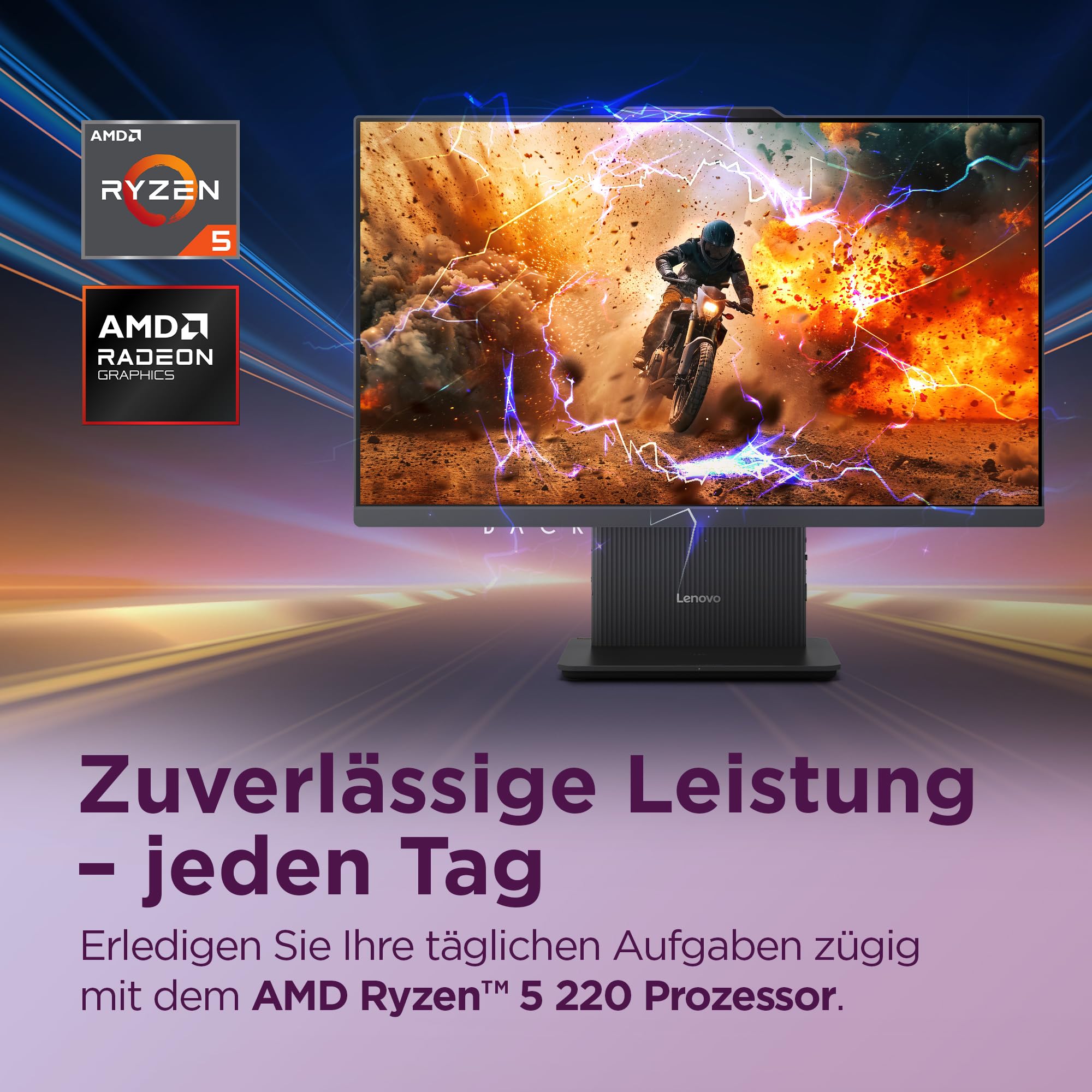 Lenovo IdeaCentre All-In-One PC | 23.8" Full HD Display | AMD Ryzen 5 220 | 16GB RAM | 1TB SSD | AMD Radeonn Grafik | Win11 | Inkl. USB Maus-Tastatur | Luna grau | 3 Monate Premium Care