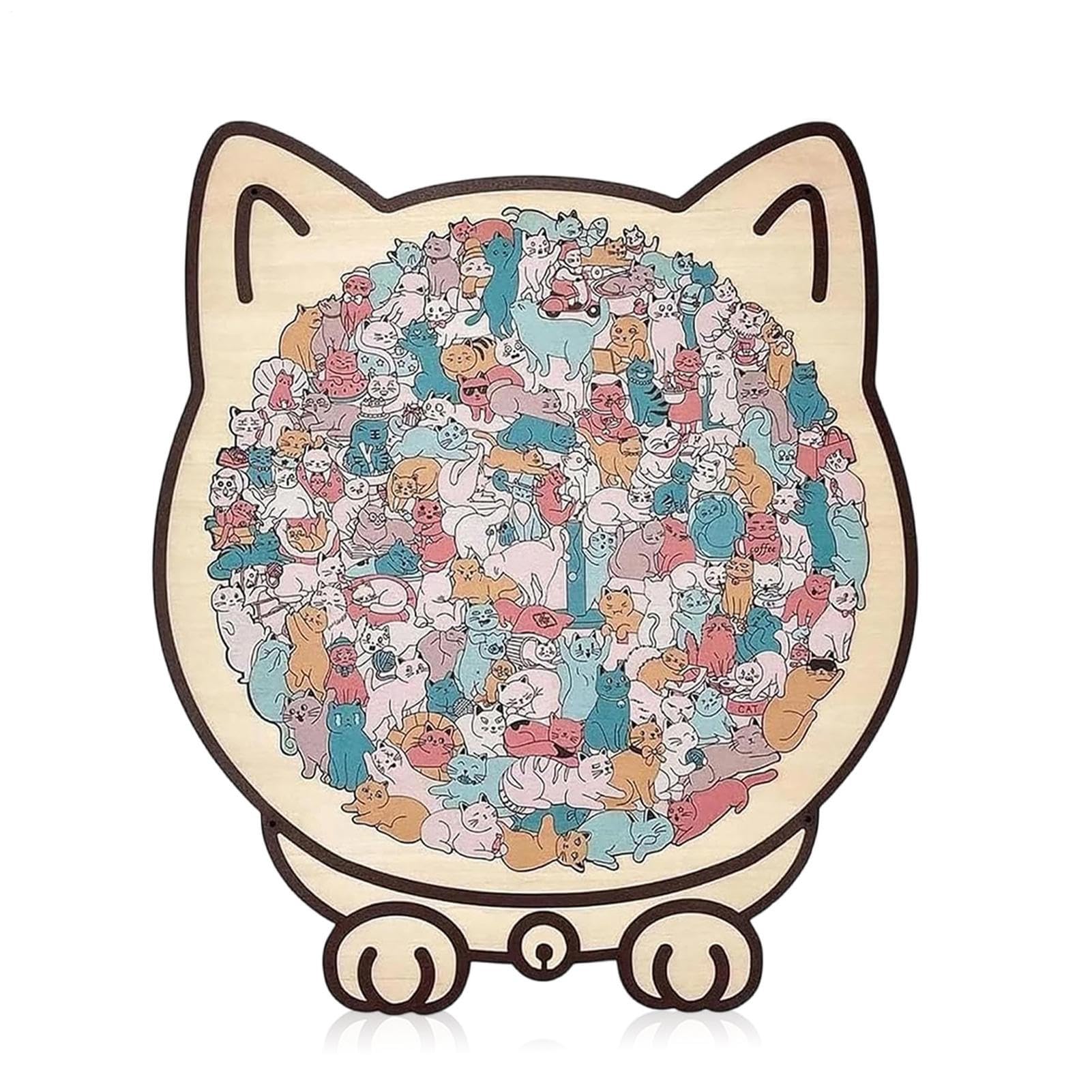 135-teiliges Morandi Katzen-Puzzle Aus Holz, Maracr Produktbild-Vorschau 4