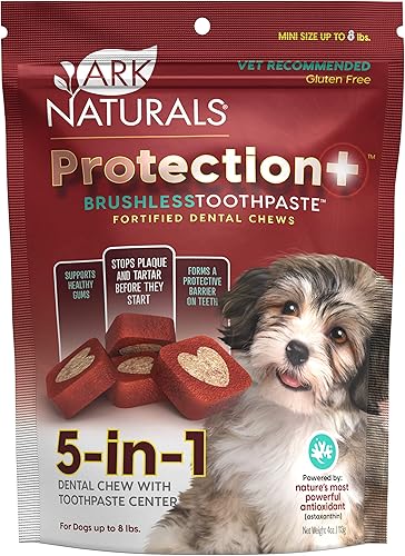Miniatura 9 de ARK NATURALS Protection+ Pasta de dientes sin escobillas, masticables dentales para perros para razas medianas, evita la placa y el sarro, refresca