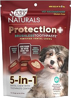 ARK Naturals Protection Plus Brushless Toothpaste for Mini Breeds, 4 oz Bag, Dog Dental Chew with Toothpaste Center, Prevents Plaque & Tartar, Freshens Breath