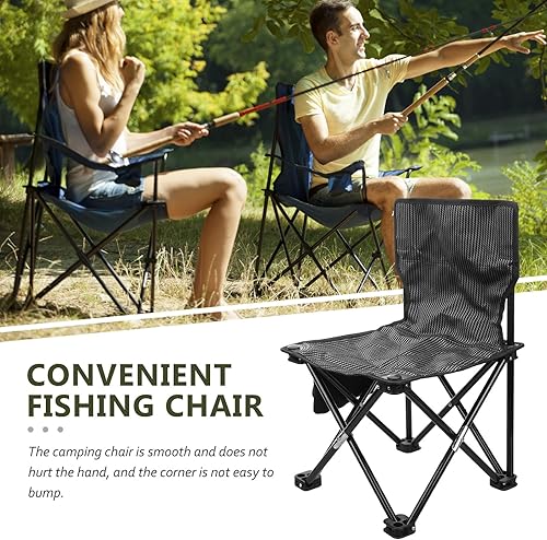 Miniatura 7 de POPETPOP Portable Folding Camping Chair Small Outdoor Foldable Fishing Stool with Oxford Cloth Carry Bag for Hiking Beach Garden Recreation