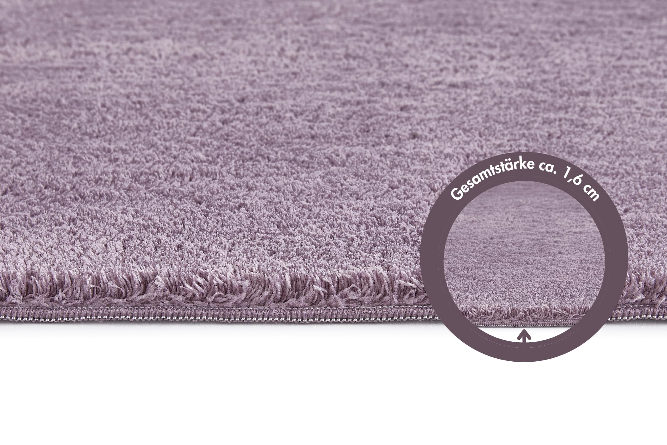 andiamo Teppich Arezzo waschbar Wohnzimmer Esszimmer pflegeleichter eleganter gemütlicher Wohnzimmerteppich Fellteppich einfarbig 160 x 230 cm Lavendel – Bild 6