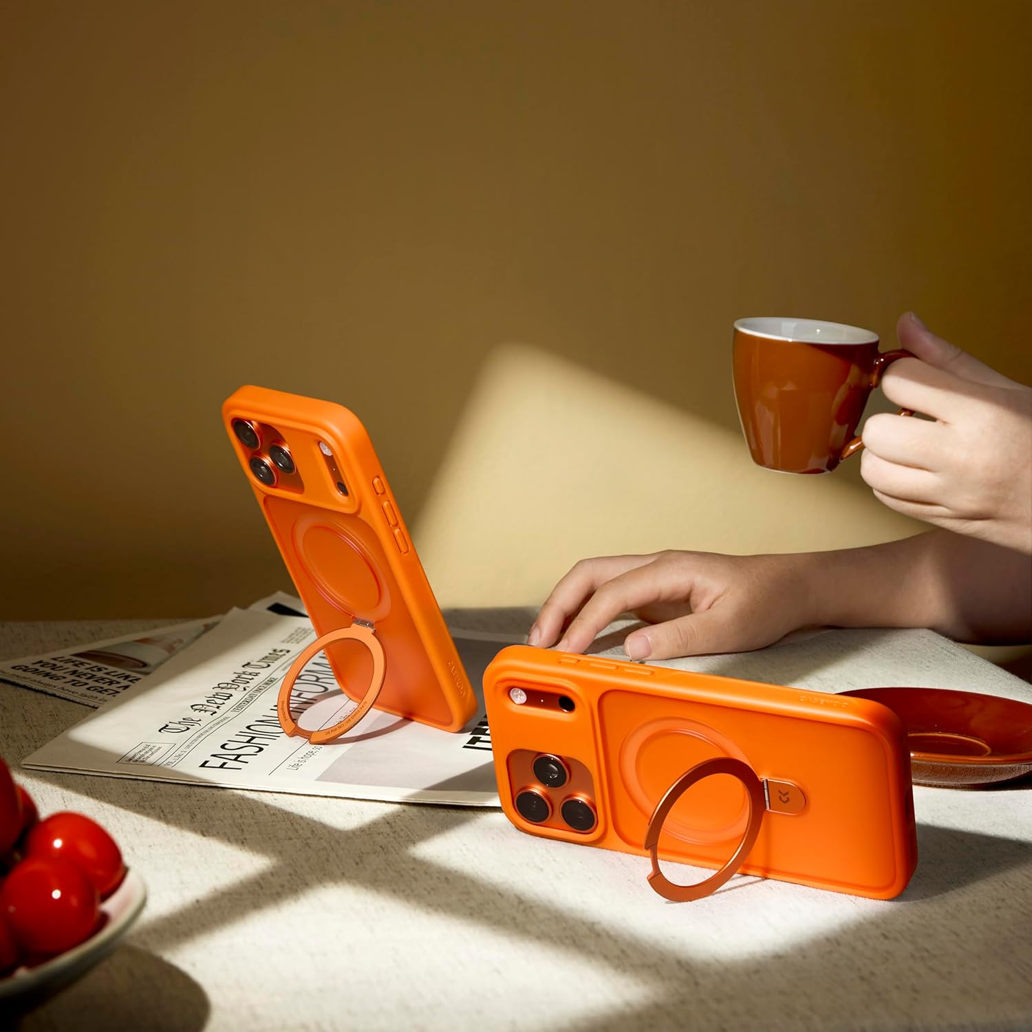 CASEKOO Ultra-Magnetic Stand for iPhone 17 Pro Case [Military Drop Protection] [Compatible with MagSafe] Shockproof Translucent Matte Slim Ring Holder Case for iPhone 17 pro 6.3", Orange - Image 4