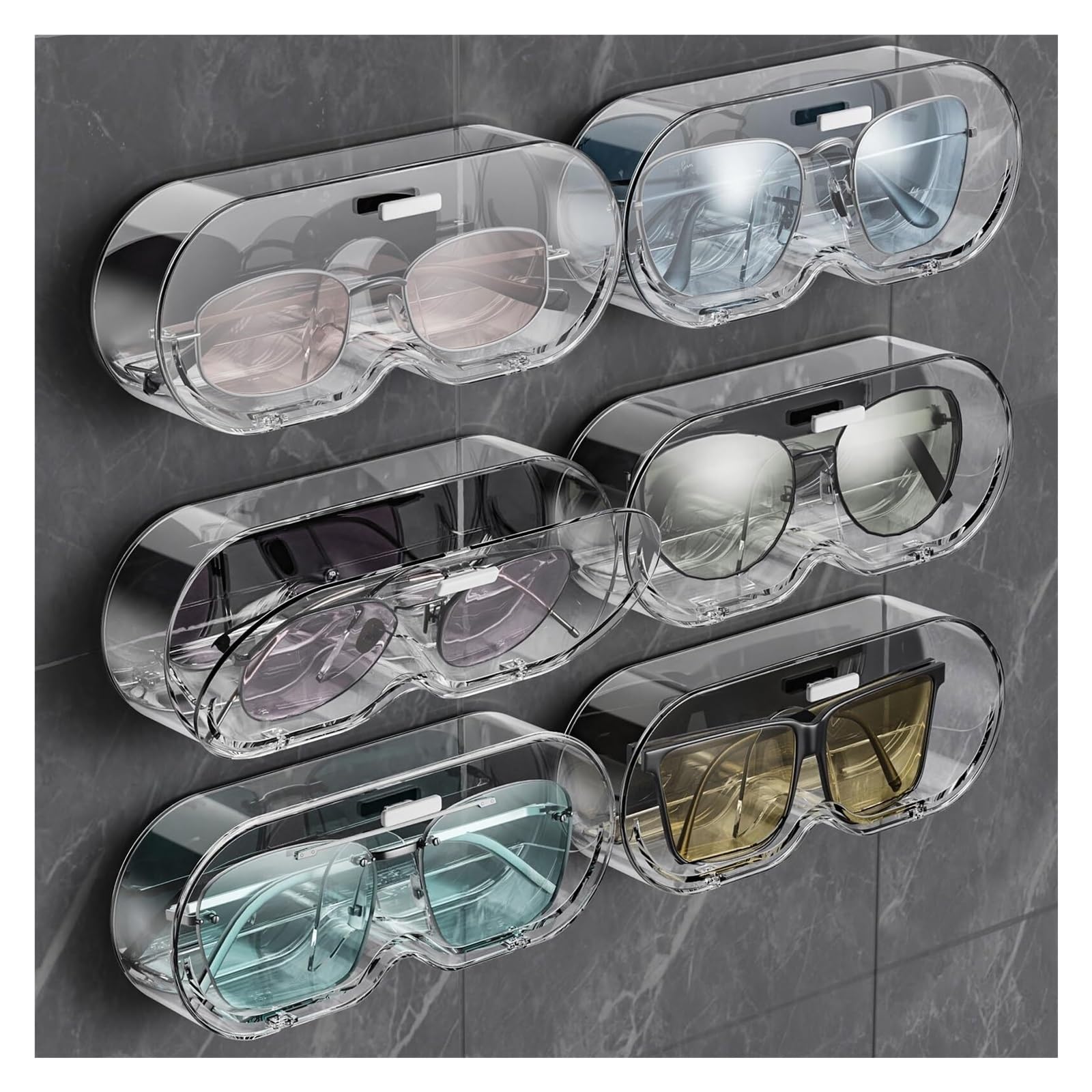 BJfhRH Sunglasses Display For Entryway 6Pack Clear Sunglasses Organizer Wall Mounted Or Table Stand Home Office