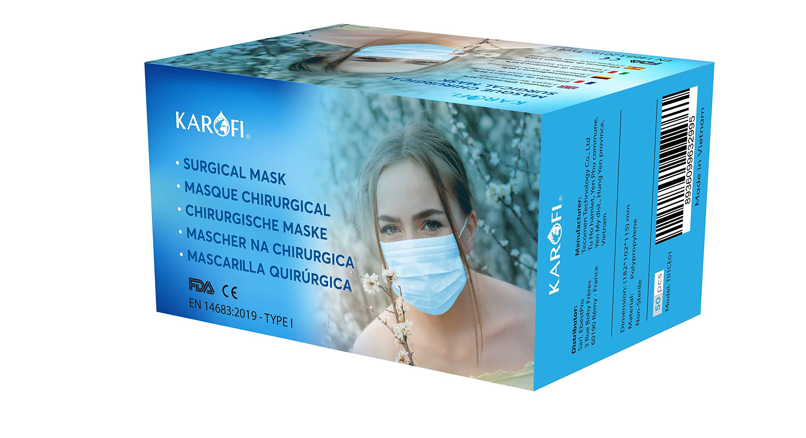 Mascherine Chirurgiche TIPO I MEDICO 3 STRATI BFE ≥95% CE EN 14683 2019 pacco 50
